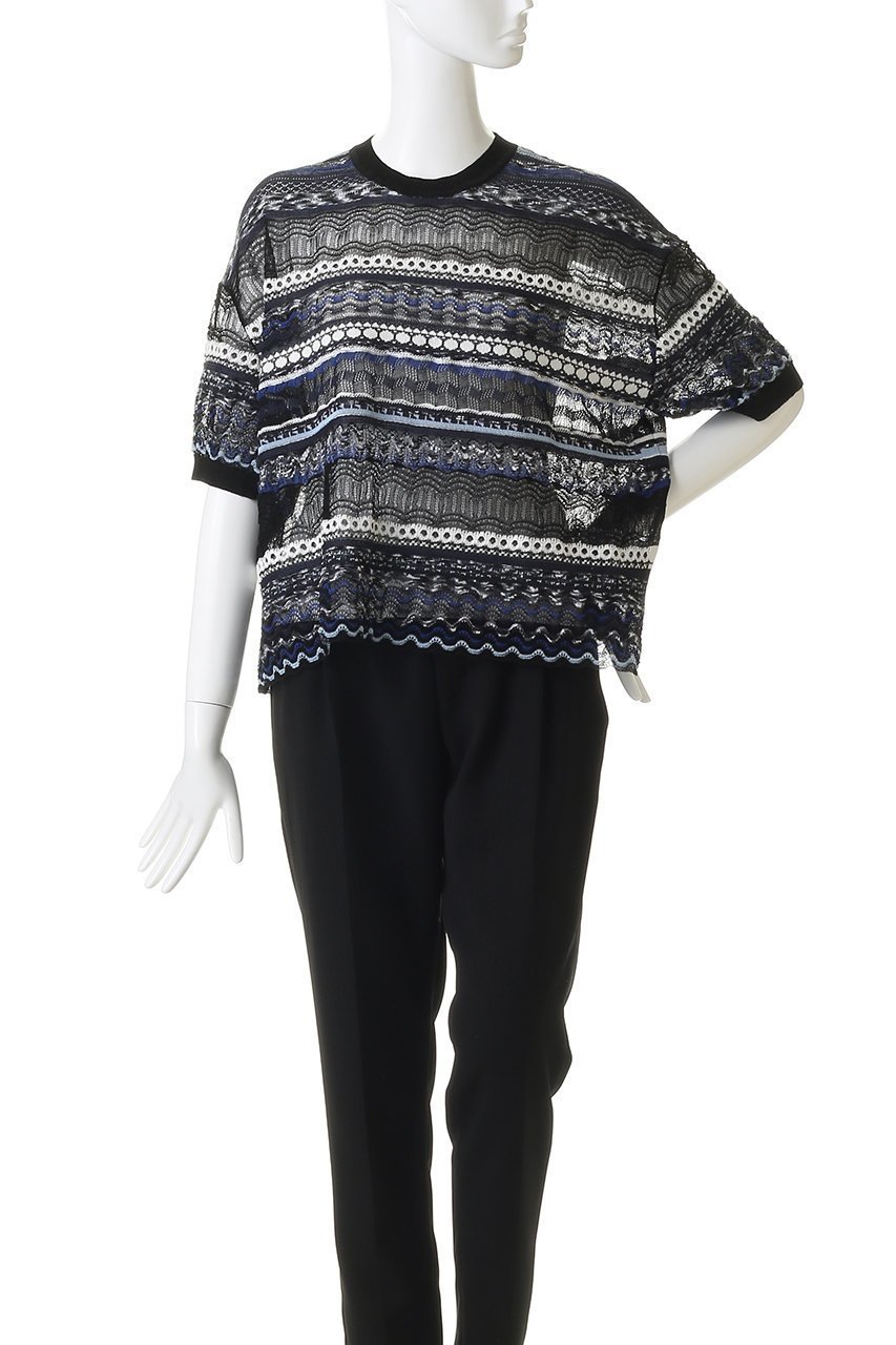 【エリオポール/heliopole】の【boussole】ランダムボーダーレースC/Nニット 人気、トレンドファッション・服の通販 founy(ファニー) 　ファッション　Fashion　レディースファッション　Fashion for Women　トップス・カットソー　Cut & Sew Tops　ニット　Knit Tops & Sweaters　カジュアルプルオーバー・ニットトップス　Pullovers & Knit Tops / Casual Pullovers　2026年　2026　シンプル　Simple, Minimal　パターン　Pattern, Design Print　フェミニン　Feminine, Girly　プリント　Print, Printed Pattern　ボトム　Bottoms, Lower Wear　ボーダー　Border, Stripe　モダン　Modern, Contemporary　ランダム　Random, Irregular　レース　Lace, Lace Fabric　夏　Summer　春　Spring　S/S・春夏　SS, Spring/Summer, Warm Season　other-2|ID: prp329100004864105 ipo3291000000036190660