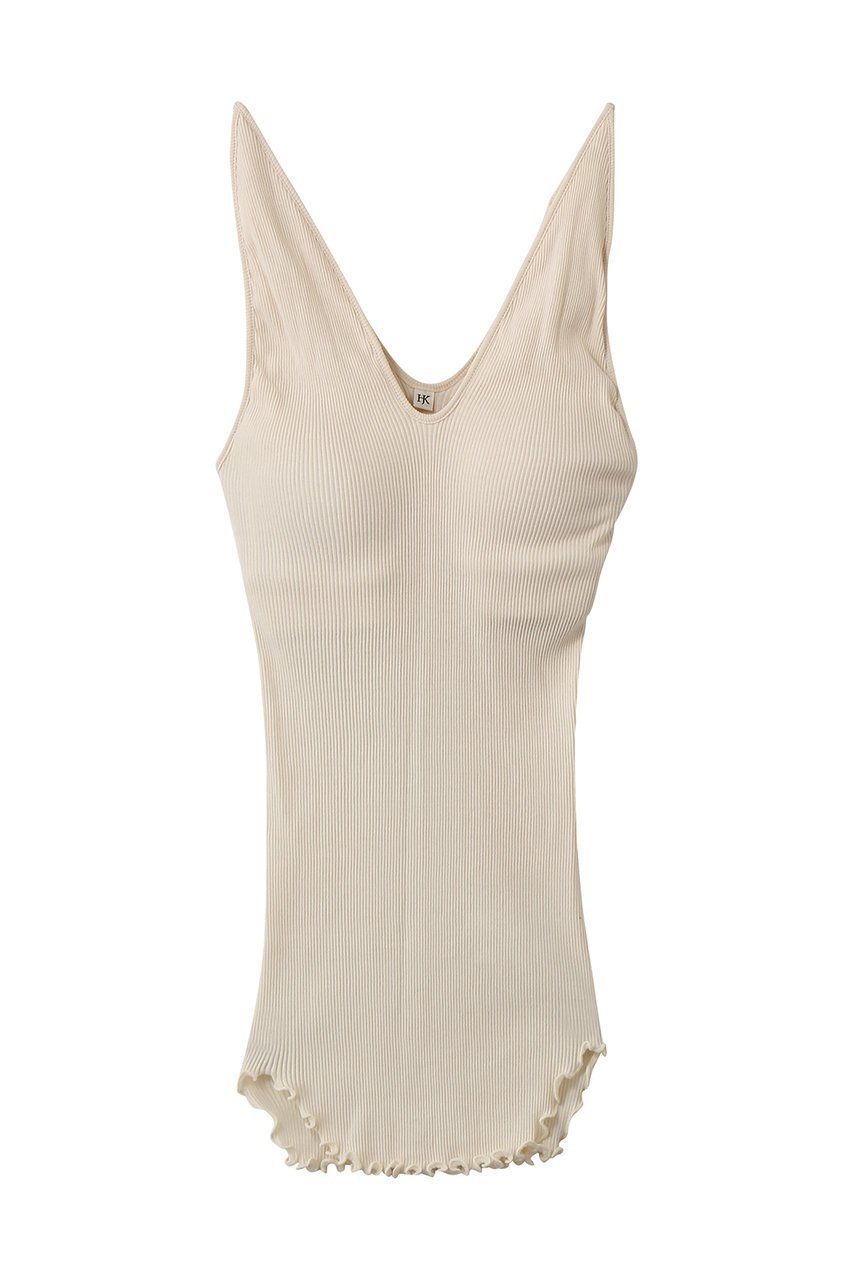 【エリオポール/heliopole】の【HAKUJI】Twist cotton Vネックタンクトップ インテリア・キッズ・メンズ・レディースファッション・服の通販 founy(ファニー) 　ファッション　Fashion　レディースファッション　Fashion for Women　トップス・カットソー　Cut & Sew Tops　キャミソール&ノースリーブ　Camisoles & Sleeveless Tops　シャツ・ブラウス・オフィスカジュアル　Elegant Blouses & Button-Ups　ロングTシャツ・Tシャツ　Longline T-Shirts & Tees　カットソー・ベーシックTシャツ　Cut-and-Sewn Tops / Stretch Tees & Basics　Vネックトップス　V-Neck Tops / V-Cut Neckline Shirts　2026年　2026　キャミソール　Camisole, Spaghetti Strap Top　シンプル　Simple, Minimal　タンク　Tank Top, Sleeveless Top　夏　Summer　春　Spring　S/S・春夏　SS, Spring/Summer, Warm Season　アイボリー|ID: prp329100004864106 ipo3291000000036190665