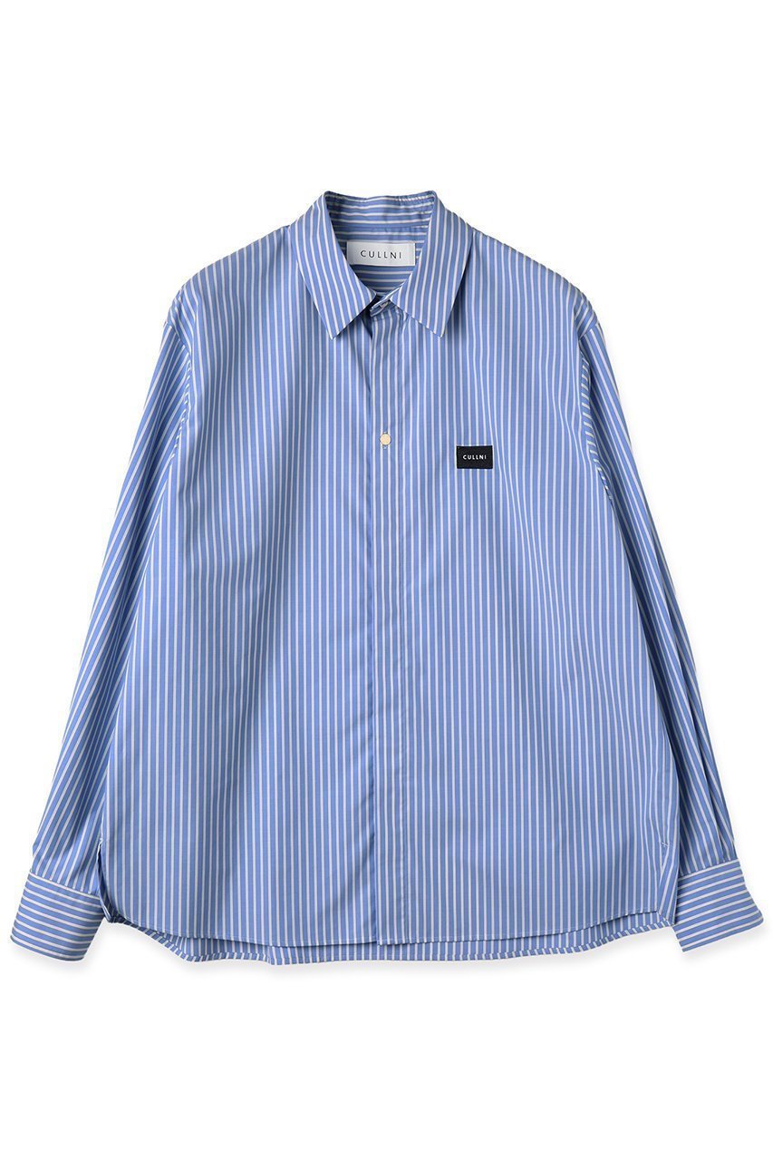 【クルニ/CULLNI】の【UNISEX】High Count Broad エンブロイダリー パッチストライプ シャツ インテリア・キッズ・メンズ・レディースファッション・服の通販 founy(ファニー) 　ファッション　Fashion　レディースファッション　Fashion for Women　トップス・カットソー　Cut & Sew Tops　シャツ・ブラウス・オフィスカジュアル　Elegant Blouses & Button-Ups　2026年　2026　ユニセックス　Unisex, Genderless　なめらか　Smooth, Silky Texture　エンブロイダリー　Embroidery Design　ストライプ　Stripe, Striped Pattern　スリーブ　Sleeve, Long Sleeve / Short Sleeve　パッチ　Patch, Appliqué　ブロード　Broadcloth, Fine Cotton　ロング　Long, Long-Length　夏　Summer　春　Spring　S/S・春夏　SS, Spring/Summer, Warm Season　ブルー×イエロー|ID: prp329100004864112 ipo3291000000036190710