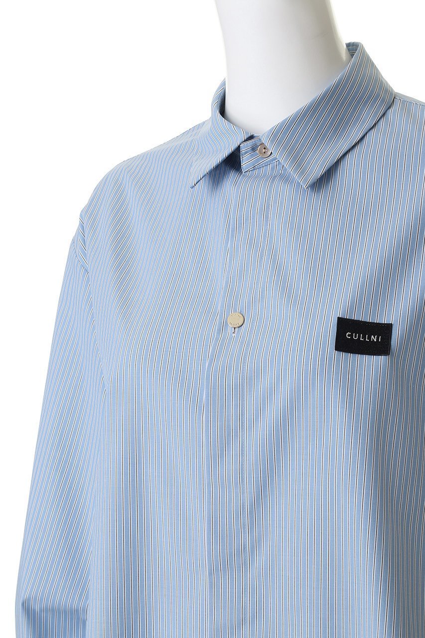 【クルニ/CULLNI】の【UNISEX】High Count Broad エンブロイダリー パッチストライプ シャツ 人気、トレンドファッション・服の通販 founy(ファニー) 　ファッション　Fashion　レディースファッション　Fashion for Women　トップス・カットソー　Cut & Sew Tops　シャツ・ブラウス・オフィスカジュアル　Elegant Blouses & Button-Ups　2026年　2026　ユニセックス　Unisex, Genderless　なめらか　Smooth, Silky Texture　エンブロイダリー　Embroidery Design　ストライプ　Stripe, Striped Pattern　スリーブ　Sleeve, Long Sleeve / Short Sleeve　パッチ　Patch, Appliqué　ブロード　Broadcloth, Fine Cotton　ロング　Long, Long-Length　夏　Summer　春　Spring　S/S・春夏　SS, Spring/Summer, Warm Season　other-5|ID: prp329100004864112 ipo3291000000036190714