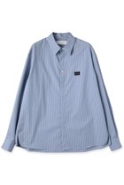 【クルニ/CULLNI】の【UNISEX】High Count Broad エンブロイダリー パッチストライプ シャツ ブルー×ブラウン|ID: prp329100004864112 ipo3291000000036953394
