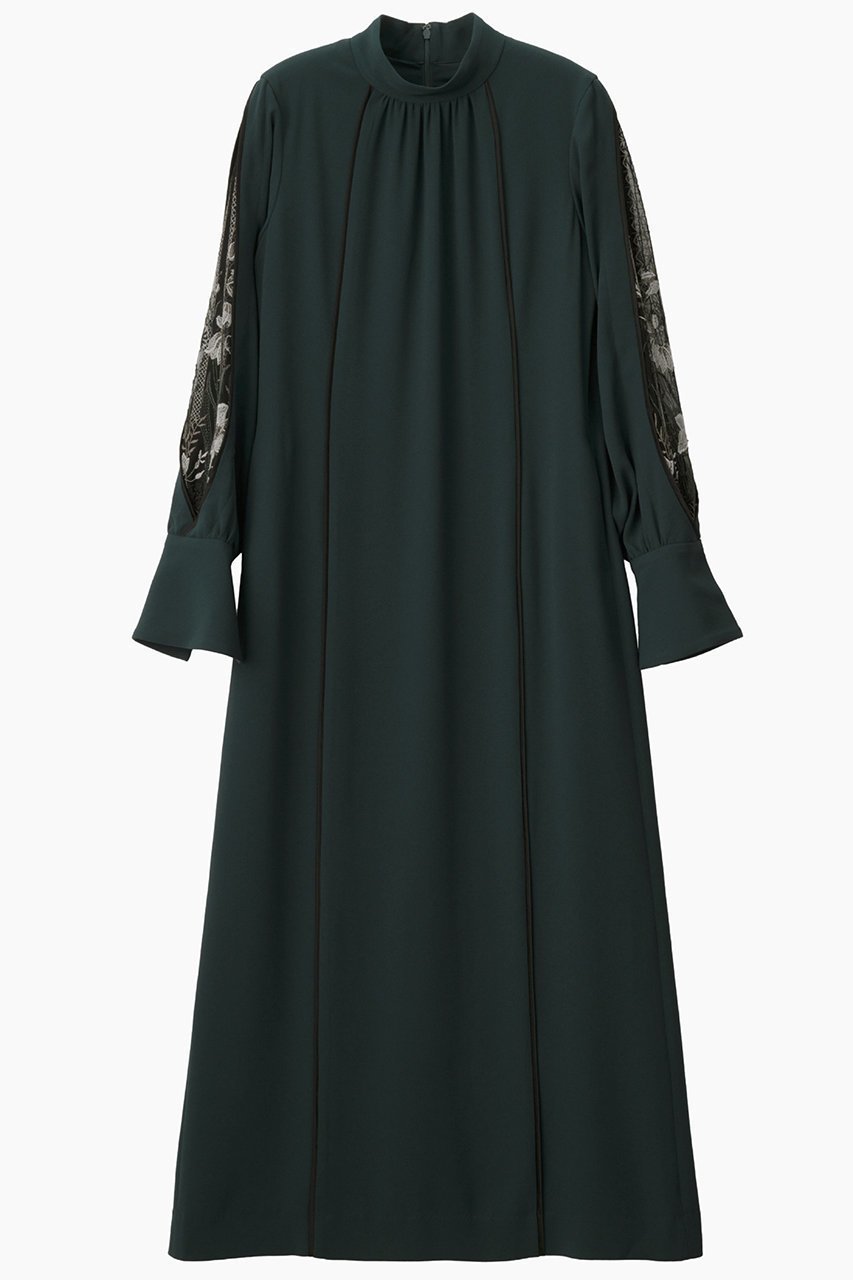 【ミューラル/MURRAL】のPetal sleeve laceドレス インテリア・キッズ・メンズ・レディースファッション・服の通販 founy(ファニー) 　ファッション　Fashion　レディースファッション　Fashion for Women　ワンピース　Dresses　フォーマル・パーティードレス・結婚式用ドレス　Elegant & Casual Dresses　チュニック　Tunic Tops & Dresses　カッティング　Cutting Detail　ストレート　Straight, Straight Cut　チュニック　Tunic, Long Top　ドレス　Dress, One-Piece　モチーフ　Motif, Design Theme　レース　Lace, Lace Fabric　ロング　Long, Long-Length　エレガント 上品　Elegant　再入荷　Restock / Back in Stock　手描き　Hand-Drawn, Illustrated　グリーン|ID: prp329100004864118 ipo3291000000036714562