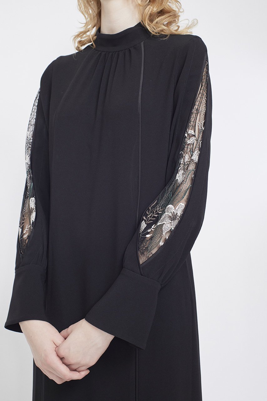 【ミューラル/MURRAL】のPetal sleeve laceドレス 人気、トレンドファッション・服の通販 founy(ファニー) 　ファッション　Fashion　レディースファッション　Fashion for Women　ワンピース　Dresses　フォーマル・パーティードレス・結婚式用ドレス　Elegant & Casual Dresses　チュニック　Tunic Tops & Dresses　カッティング　Cutting Detail　ストレート　Straight, Straight Cut　チュニック　Tunic, Long Top　ドレス　Dress, One-Piece　モチーフ　Motif, Design Theme　レース　Lace, Lace Fabric　ロング　Long, Long-Length　エレガント 上品　Elegant　再入荷　Restock / Back in Stock　手描き　Hand-Drawn, Illustrated　other-7|ID: prp329100004864118 ipo3291000000036714569