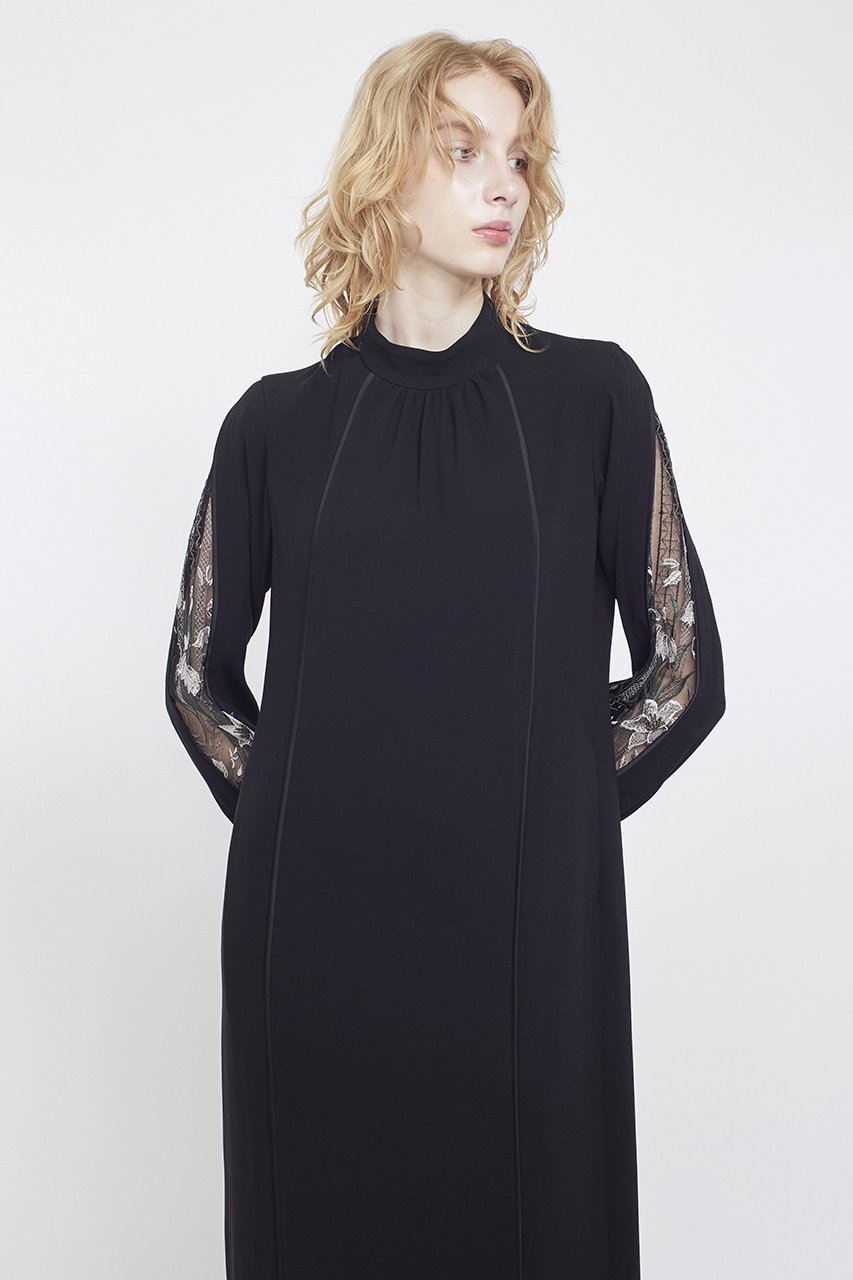 【ミューラル/MURRAL】のPetal sleeve laceドレス 人気、トレンドファッション・服の通販 founy(ファニー) 　ファッション　Fashion　レディースファッション　Fashion for Women　ワンピース　Dresses　フォーマル・パーティードレス・結婚式用ドレス　Elegant & Casual Dresses　チュニック　Tunic Tops & Dresses　カッティング　Cutting Detail　ストレート　Straight, Straight Cut　チュニック　Tunic, Long Top　ドレス　Dress, One-Piece　モチーフ　Motif, Design Theme　レース　Lace, Lace Fabric　ロング　Long, Long-Length　エレガント 上品　Elegant　再入荷　Restock / Back in Stock　手描き　Hand-Drawn, Illustrated　other-8|ID: prp329100004864118 ipo3291000000036714570