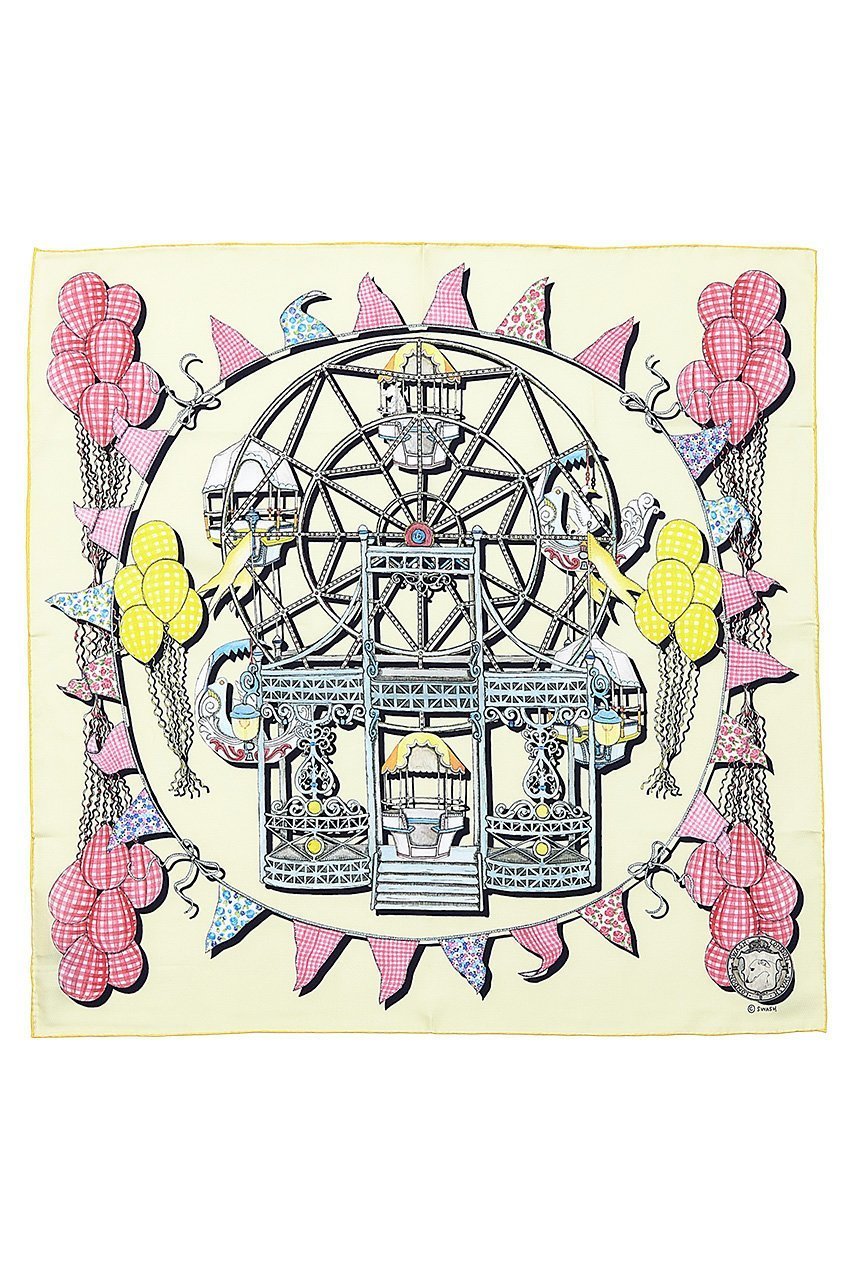 【その他のブランド/Other】のFerris Flightシルクスカーフ 68cmx68cm インテリア・キッズ・メンズ・レディースファッション・服の通販 founy(ファニー) 　ファッション　Fashion　レディースファッション　Fashion for Women　ストール　Soft & Warm Scarves　マフラー・スヌード / 冬小物の定番　Scarves & Mufflers　カラフル　Colorful Design　シルク　Silk, 100% Silk　スカーフ　Scarf, Neckwear　ストール　Stole, Wrap　マフラー　Scarf, Muffler　モチーフ　Motif, Design Theme　エレガント 上品　Elegant　夏　Summer　新作・新入荷　New Arrivals / New In　春　Spring　S/S・春夏　SS, Spring/Summer, Warm Season　イエロー|ID: prp329100004864129 ipo3291000000036190857