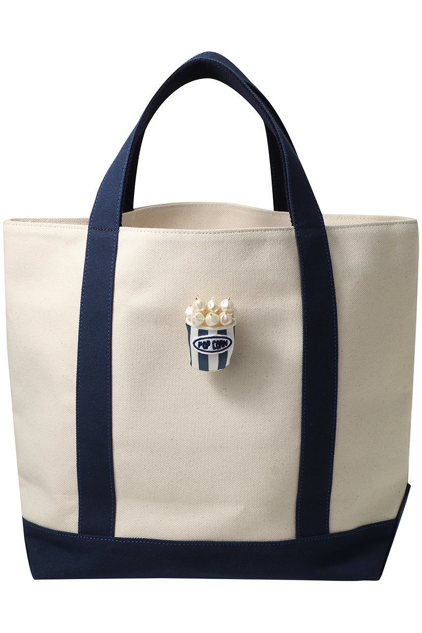 【ラドロー/LUDLOW】の【ELLE SHOP限定】Canvas tote(Popcorn) インテリア・キッズ・メンズ・レディースファッション・服の通販 founy(ファニー) 　ファッション　Fashion　レディースファッション　Fashion for Women　バッグ　Bags　2025年　2025　2025春夏・S/S　Spring/Summer 2025 SS25　キャンバス　Canvas, Canvas Fabric　バランス　Balance, Style Balance　パール　Pearl, Pearl Accent　モチーフ　Motif, Design Theme　ワンポイント　One Point, Statement Accent　人気　Popular, Best Seller　新作・新入荷　New Arrivals / New In　旅行　Travel　ネイビー|ID: prp329100004865012 ipo3291000000036210839