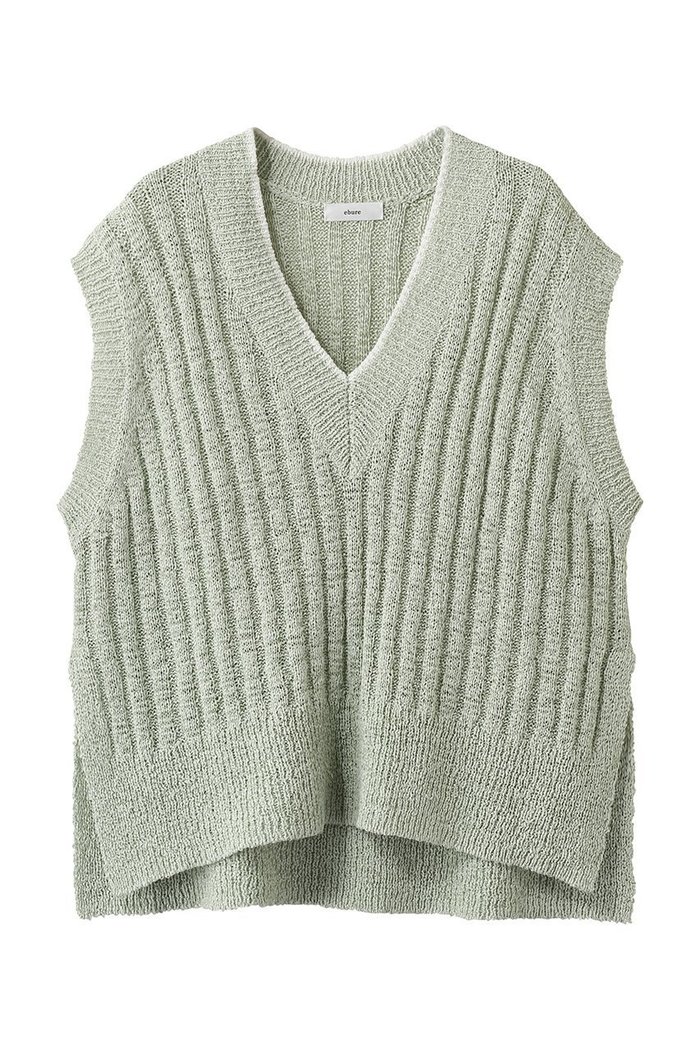 【エブール/ebure】の【3/6 0:00販売開始】ナチュラルテープニット Vネックリブニットベスト インテリア・キッズ・メンズ・レディースファッション・服の通販 founy(ファニー) https://founy.com/ ファッション Fashion レディースファッション Fashion for Women トップス・カットソー Cut & Sew Tops ニット Knit Tops & Sweaters ベスト&ジレ / 重ね着スタイル Vests & Gilets カジュアルプルオーバー・ニットトップス Pullovers & Knit Tops / Casual Pullovers Vネックトップス V-Neck Tops / V-Cut Neckline Shirts イタリア Italy インナー Innerwear スリット Slit, Slit Detail エレガント 上品 Elegant |ID: prp329100004865026 ipo3291000000036210935