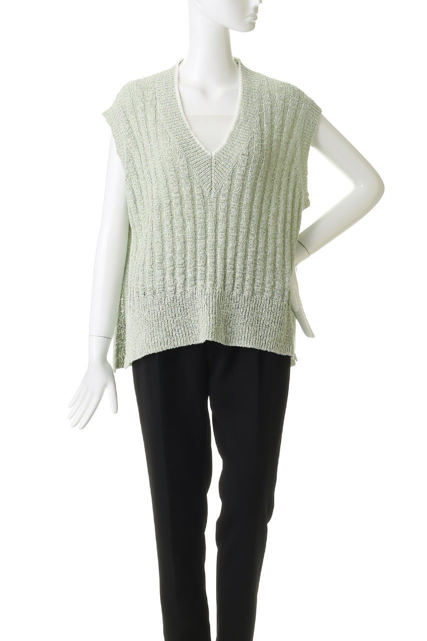 【エブール/ebure】の【3/6 0:00販売開始】ナチュラルテープニット Vネックリブニットベスト 人気、トレンドファッション・服の通販 founy(ファニー) 　ファッション　Fashion　レディースファッション　Fashion for Women　トップス・カットソー　Cut & Sew Tops　ニット　Knit Tops & Sweaters　ベスト&ジレ / 重ね着スタイル　Vests & Gilets　カジュアルプルオーバー・ニットトップス　Pullovers & Knit Tops / Casual Pullovers　Vネックトップス　V-Neck Tops / V-Cut Neckline Shirts　イタリア　Italy　インナー　Innerwear　スリット　Slit, Slit Detail　エレガント 上品　Elegant　other-2|ID: prp329100004865026 ipo3291000000036210940