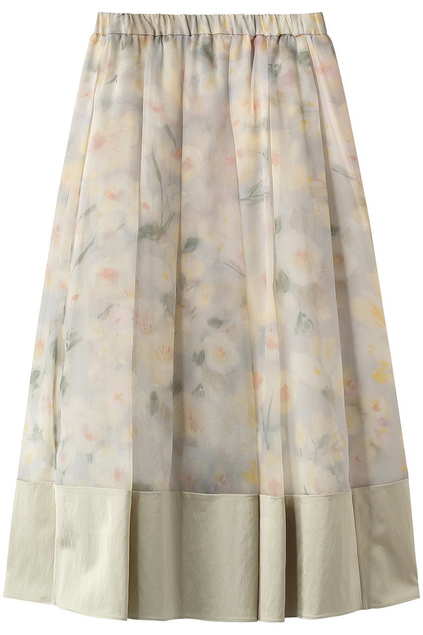 【エブール/ebure】の【3/6 0:00販売開始】フラワープリントオーガンジー イージーギャザースカート 人気、トレンドファッション・服の通販 founy(ファニー) 　ファッション　Fashion　レディースファッション　Fashion for Women　スカート　Skirts　オーガンジー　Organza Fabric　ギャザー　Gathered, Ruffled　サテン　Satin, Glossy Fabric　シルク　Silk, 100% Silk　フラワー　Flower, Floral　プリント　Print, Printed Pattern　プリーツ　Pleats, Pleated　モチーフ　Motif, Design Theme　春　Spring　 other-1|ID: prp329100004865034 ipo3291000000036210987