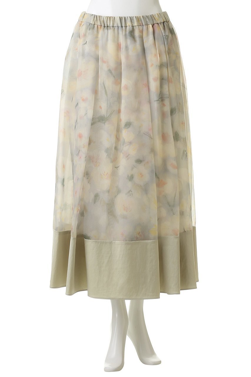 【エブール/ebure】の【3/6 0:00販売開始】フラワープリントオーガンジー イージーギャザースカート 人気、トレンドファッション・服の通販 founy(ファニー) 　ファッション　Fashion　レディースファッション　Fashion for Women　スカート　Skirts　オーガンジー　Organza Fabric　ギャザー　Gathered, Ruffled　サテン　Satin, Glossy Fabric　シルク　Silk, 100% Silk　フラワー　Flower, Floral　プリント　Print, Printed Pattern　プリーツ　Pleats, Pleated　モチーフ　Motif, Design Theme　春　Spring　other-2|ID: prp329100004865034 ipo3291000000036210990