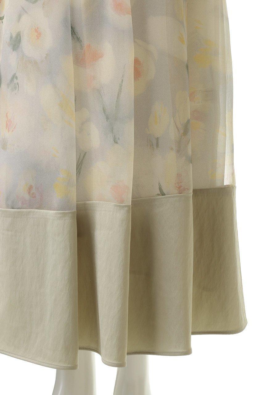 【エブール/ebure】の【3/6 0:00販売開始】フラワープリントオーガンジー イージーギャザースカート 人気、トレンドファッション・服の通販 founy(ファニー) 　ファッション　Fashion　レディースファッション　Fashion for Women　スカート　Skirts　オーガンジー　Organza Fabric　ギャザー　Gathered, Ruffled　サテン　Satin, Glossy Fabric　シルク　Silk, 100% Silk　フラワー　Flower, Floral　プリント　Print, Printed Pattern　プリーツ　Pleats, Pleated　モチーフ　Motif, Design Theme　春　Spring　other-5|ID: prp329100004865034 ipo3291000000036210996