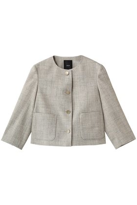 【エブール/ebure】の【3/6 0:00販売開始】フラックメランジ ノーカラージャケット 人気、トレンドファッション・服の通販 founy(ファニー) ファッション Fashion レディースファッション Fashion for Women アウター Coat / Outerwear Collection レディースジャケット・軽アウター Jackets ノーカラージャケット / シンプル上品コーデ Collarless Jackets シルク Silk, 100% Silk ジャケット Jacket, Outerwear ストライプ Stripe, Striped Pattern パッチ Patch, Appliqué ポケット Pocket, Pocket Detail メランジ Melange, Mixed Yarn リネン Linen, Linen Fabric エレガント 上品 Elegant |ID:prp329100004865043