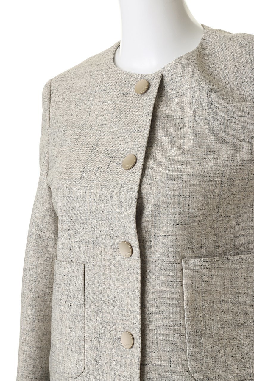 【エブール/ebure】の【3/6 0:00販売開始】フラックメランジ ノーカラージャケット 人気、トレンドファッション・服の通販 founy(ファニー) 　ファッション　Fashion　レディースファッション　Fashion for Women　アウター　Coat / Outerwear Collection　レディースジャケット・軽アウター　Jackets　ノーカラージャケット / シンプル上品コーデ　Collarless Jackets　シルク　Silk, 100% Silk　ジャケット　Jacket, Outerwear　ストライプ　Stripe, Striped Pattern　パッチ　Patch, Appliqué　ポケット　Pocket, Pocket Detail　メランジ　Melange, Mixed Yarn　リネン　Linen, Linen Fabric　エレガント 上品　Elegant　other-5|ID: prp329100004865043 ipo3291000000036211049