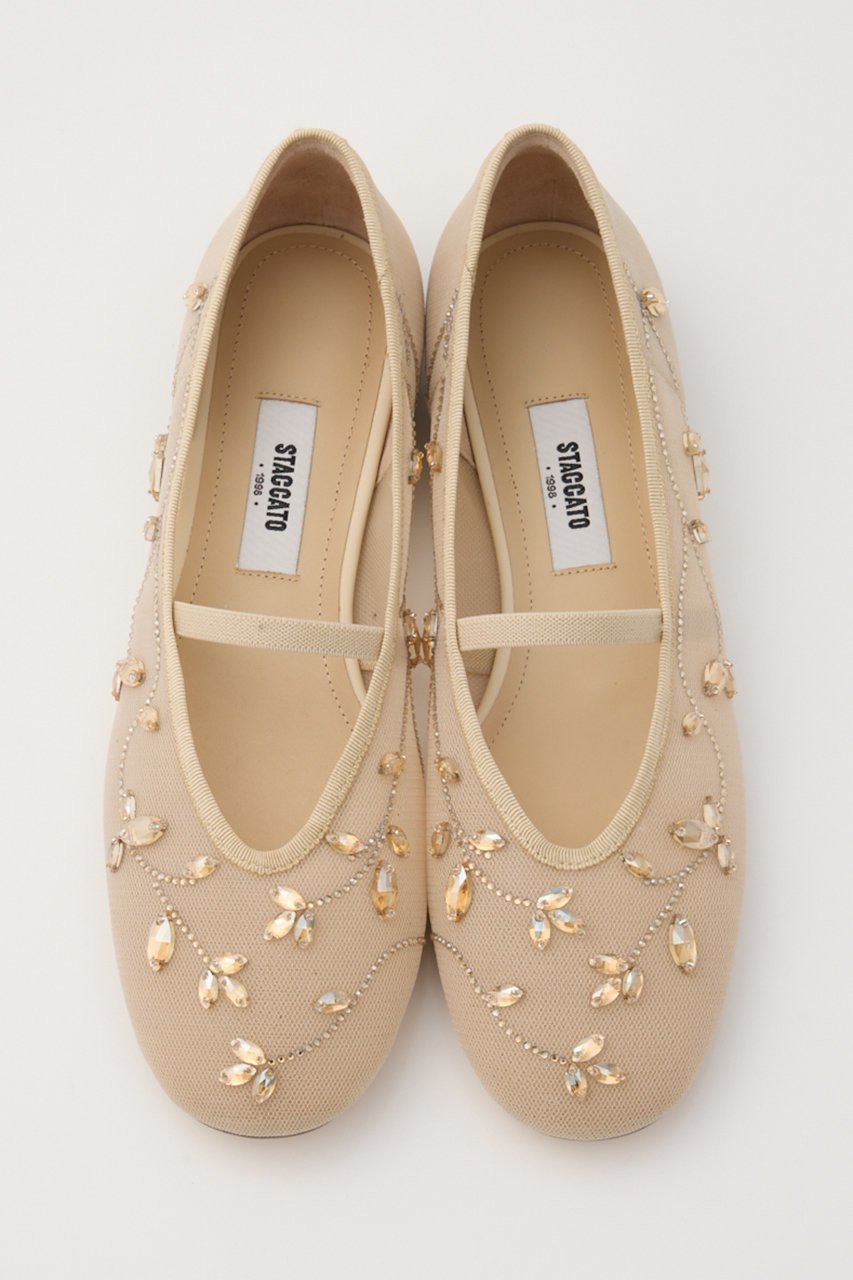 【スタッカート/STACCATO】のエンブロイドメッシュフラット インテリア・キッズ・メンズ・レディースファッション・服の通販 founy(ファニー) 　ファッション　Fashion　レディースファッション　Fashion for Women　ウッド　Wooden Design　シューズ　Shoes, Footwear　スクエア　Square, Square Shape　ストーン　Stone, Gem-Like　ダイヤモンド　Diamond, Brilliant Cut　ビジュー　Bijou, Jewel-like Accent　フラット　Flat, Flat Shoes　メッシュ　Mesh, Net Fabric　モチーフ　Motif, Design Theme　エクリュ|ID: prp329100004865079 ipo3291000000036839174