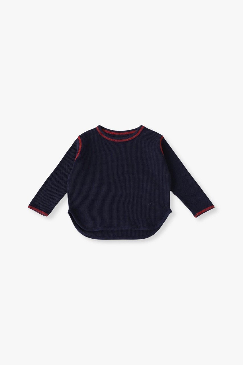 【その他のブランド/Other】の【KIDS】ワッフル ロングスリーブTシャツ インテリア・キッズ・メンズ・レディースファッション・服の通販 founy(ファニー) 　ファッション　Fashion　キッズファッション　Fashion for Kids　トップス・カットソー　Cut & Sew Tops　2026年　2026　スリーブ　Sleeve, Long Sleeve / Short Sleeve　ロング　Long, Long-Length　ワッフル　Waffle, Waffle Knit　夏　Summer　春　Spring　S/S・春夏　SS, Spring/Summer, Warm Season　ネイビー|ID: prp329100004865115 ipo3291000000036211561