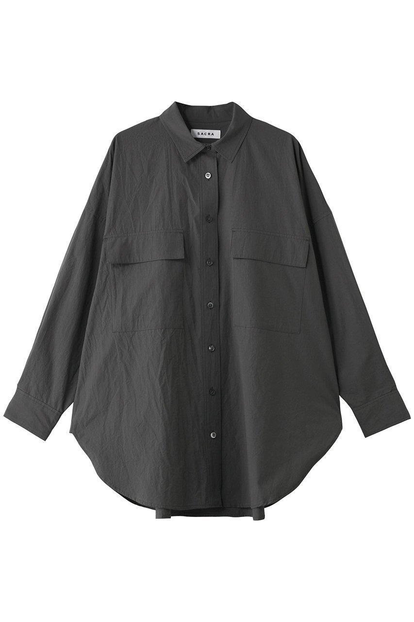 【サクラ/SACRA】のハイカウントコットンタンブラーシャツ インテリア・キッズ・メンズ・レディースファッション・服の通販 founy(ファニー) 　ファッション　Fashion　レディースファッション　Fashion for Women　トップス・カットソー　Cut & Sew Tops　シャツ・ブラウス・オフィスカジュアル　Elegant Blouses & Button-Ups　2026年　2026　イタリア　Italy　スリーブ　Sleeve, Long Sleeve / Short Sleeve　ロング　Long, Long-Length　ワッシャー　Washer, Crinkled Finish　夏　Summer　春　Spring　S/S・春夏　SS, Spring/Summer, Warm Season　チャコール|ID: prp329100004865197 ipo3291000000036212108