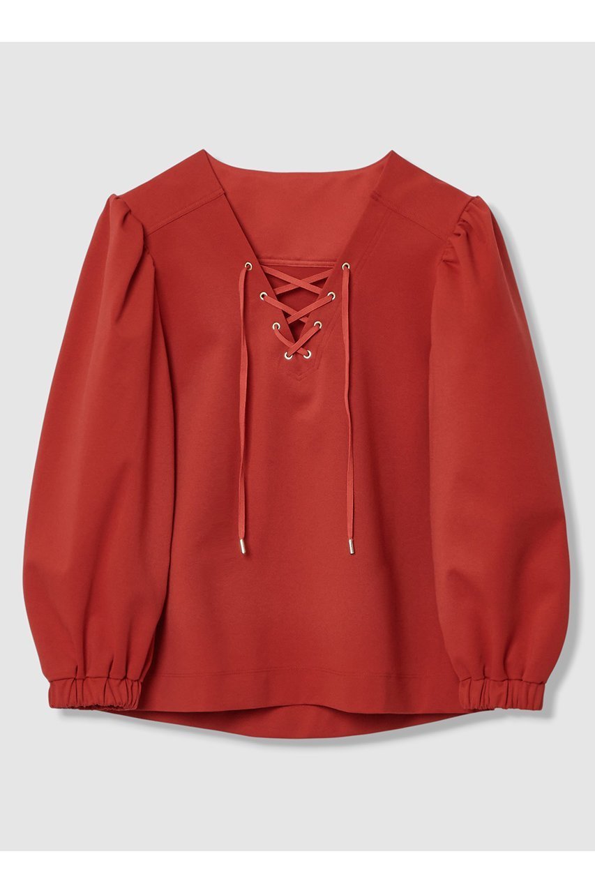 【アルアバイル/allureville】の【LOULOU WILLOUGHBY】モックロディレースアップマリンプルオーバー インテリア・キッズ・メンズ・レディースファッション・服の通販 founy(ファニー) 　ファッション　Fashion　レディースファッション　Fashion for Women　トップス・カットソー　Cut & Sew Tops　シャツ・ブラウス・オフィスカジュアル　Elegant Blouses & Button-Ups　ロングTシャツ・Tシャツ　Longline T-Shirts & Tees　カジュアルプルオーバー・ニットトップス　Pullovers & Knit Tops / Casual Pullovers　カットソー・ベーシックTシャツ　Cut-and-Sewn Tops / Stretch Tees & Basics　2026年　2026　ギャザー　Gathered, Ruffled　グログラン　Grosgrain, Grosgrain Ribbon　スピンドル　Spindle, Drawcord　スリット　Slit, Slit Detail　スリーブ　Sleeve, Long Sleeve / Short Sleeve　トレンド　Trend, Trending Now　フォルム　Silhouette, Form　ヨーク　Yoke, Yoke Design　ロング　Long, Long-Length　エレガント 上品　Elegant　夏　Summer　春　Spring　S/S・春夏　SS, Spring/Summer, Warm Season　レッド|ID: prp329100004865295 ipo3291000000036212852
