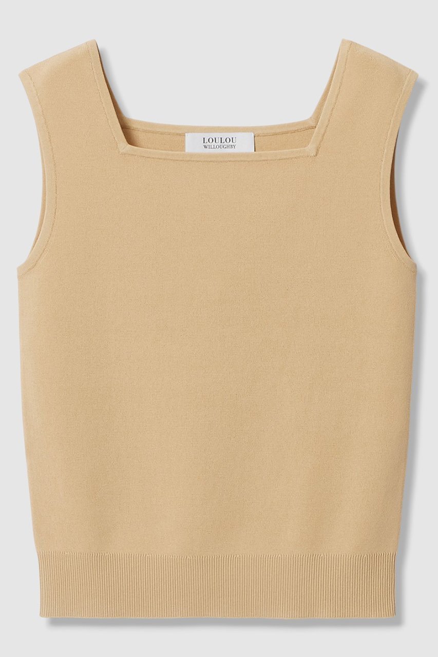 【アルアバイル/allureville】の【LOULOU WILLOUGHBY】スクエアタンク インテリア・キッズ・メンズ・レディースファッション・服の通販 founy(ファニー) 　ファッション　Fashion　レディースファッション　Fashion for Women　トップス・カットソー　Cut & Sew Tops　キャミソール&ノースリーブ　Camisoles & Sleeveless Tops　シャツ・ブラウス・オフィスカジュアル　Elegant Blouses & Button-Ups　ロングTシャツ・Tシャツ　Longline T-Shirts & Tees　カットソー・ベーシックTシャツ　Cut-and-Sewn Tops / Stretch Tees & Basics　2026年　2026　インナー　Innerwear　キャミソール　Camisole, Spaghetti Strap Top　ジャケット　Jacket, Outerwear　スクエア　Square, Square Shape　タンク　Tank Top, Sleeveless Top　デコルテ　Décolleté, Neckline　エレガント 上品　Elegant　夏　Summer　春　Spring　S/S・春夏　SS, Spring/Summer, Warm Season　ベージュ|ID: prp329100004865300 ipo3291000000036212892