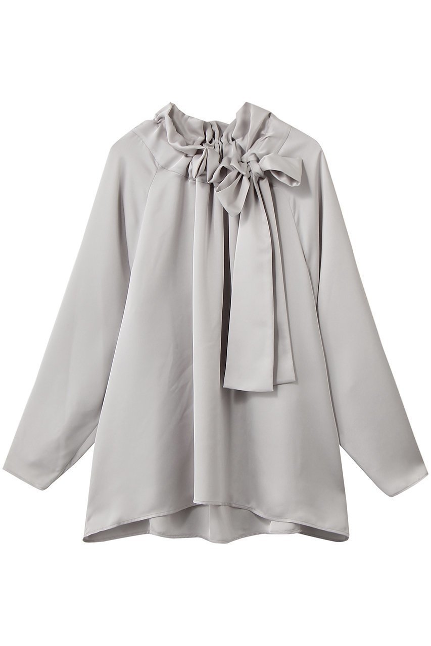 【デザイン ワークス/DESIGN WORKS】のサテンリボンブラウス インテリア・キッズ・メンズ・レディースファッション・服の通販 founy(ファニー) 　ファッション　Fashion　レディースファッション　Fashion for Women　トップス・カットソー　Cut & Sew Tops　シャツ・ブラウス・オフィスカジュアル　Elegant Blouses & Button-Ups　2026年　2026　オケージョン　Occasion Wear　ギャザー　Gathered, Ruffled　クラシカル　Classical, Vintage-Inspired　スリーブ　Sleeve, Long Sleeve / Short Sleeve　センター　Center, Center Line　タイトスカート　Pencil Skirt, Tight Skirt　フェミニン　Feminine, Girly　フレア　Flare, Flared　ボトム　Bottoms, Lower Wear　リボン　Ribbon, Bow　ロング　Long, Long-Length　エレガント 上品　Elegant　夏　Summer　春　Spring　S/S・春夏　SS, Spring/Summer, Warm Season　シルバー|ID: prp329100004865317 ipo3291000000036213082