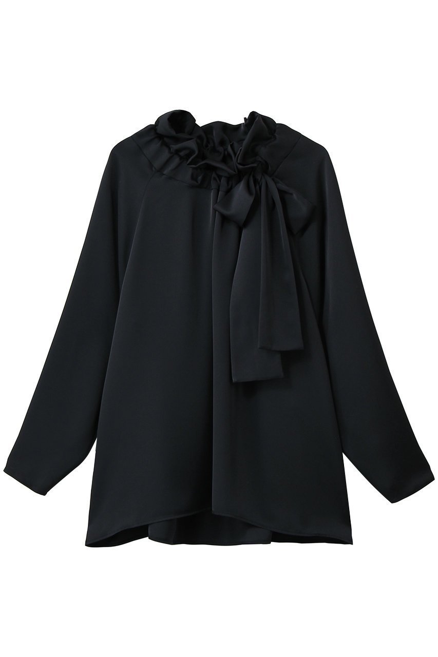 【デザイン ワークス/DESIGN WORKS】のサテンリボンブラウス インテリア・キッズ・メンズ・レディースファッション・服の通販 founy(ファニー) 　ファッション　Fashion　レディースファッション　Fashion for Women　トップス・カットソー　Cut & Sew Tops　シャツ・ブラウス・オフィスカジュアル　Elegant Blouses & Button-Ups　2026年　2026　オケージョン　Occasion Wear　ギャザー　Gathered, Ruffled　クラシカル　Classical, Vintage-Inspired　スリーブ　Sleeve, Long Sleeve / Short Sleeve　センター　Center, Center Line　タイトスカート　Pencil Skirt, Tight Skirt　フェミニン　Feminine, Girly　フレア　Flare, Flared　ボトム　Bottoms, Lower Wear　リボン　Ribbon, Bow　ロング　Long, Long-Length　エレガント 上品　Elegant　夏　Summer　春　Spring　S/S・春夏　SS, Spring/Summer, Warm Season　ネイビー|ID: prp329100004865317 ipo3291000000036213084