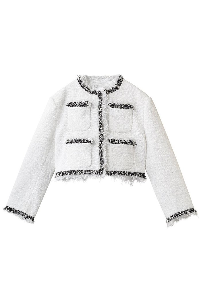 【ジェイドット/j.】のリングツイード ノーカラートリムジャケット インテリア・キッズ・メンズ・レディースファッション・服の通販 founy(ファニー) https://founy.com/ ファッション Fashion レディースファッション Fashion for Women アウター Coat / Outerwear Collection レディースジャケット・軽アウター Jackets オケージョン Occasion Wear ジャケット Jacket, Outerwear ツイード Twill, Twill Weave パーティ Party, Party Style フリンジ Fringe, Tassel ポケット Pocket, Pocket Detail モノトーン Monotone, Black and White エレガント 上品 Elegant 新作・新入荷 New Arrivals / New In |ID: prp329100004865326 ipo3291000000036213152