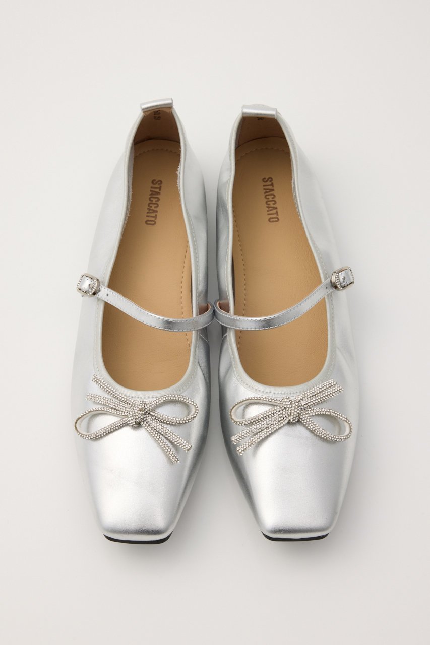 【スタッカート/STACCATO】のクロスリボンメリージェーンフラット インテリア・キッズ・メンズ・レディースファッション・服の通販 founy(ファニー) 　ファッション　Fashion　レディースファッション　Fashion for Women　おすすめ　Recommended / Our Picks　インソール　Shoe Insole　シューズ　Shoes, Footwear　ストーン　Stone, Gem-Like　ダウン　Down, Puffer　バレエ　Ballet, Ballet Style　フラット　Flat, Flat Shoes　リボン　Ribbon, Bow　シルバー|ID: prp329100004865348 ipo3291000000036213352