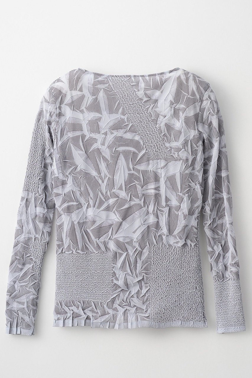 【ミューラル/MURRAL】のCrumpled トップス 人気、トレンドファッション・服の通販 founy(ファニー) 　ファッション　Fashion　レディースファッション　Fashion for Women　トップス・カットソー　Cut & Sew Tops　シャツ・ブラウス・オフィスカジュアル　Elegant Blouses & Button-Ups　ロングTシャツ・Tシャツ　Longline T-Shirts & Tees　カットソー・ベーシックTシャツ　Cut-and-Sewn Tops / Stretch Tees & Basics　2025年　2025　2025-2026秋冬・A/W　Autumn/Winter 2025–26 AW25–26　エレガント 上品　Elegant　コレクション　Collection, Seasonal Line　スリーブ　Sleeve, Long Sleeve / Short Sleeve　プリント　Print, Printed Pattern　プリーツ　Pleats, Pleated　ランダム　Random, Irregular　リラックス　Relax, Relaxed Fit　ロング　Long, Long-Length　A/W・秋冬　Autumn/Winter　other-2|ID: prp329100004866242 ipo3291000000036225964