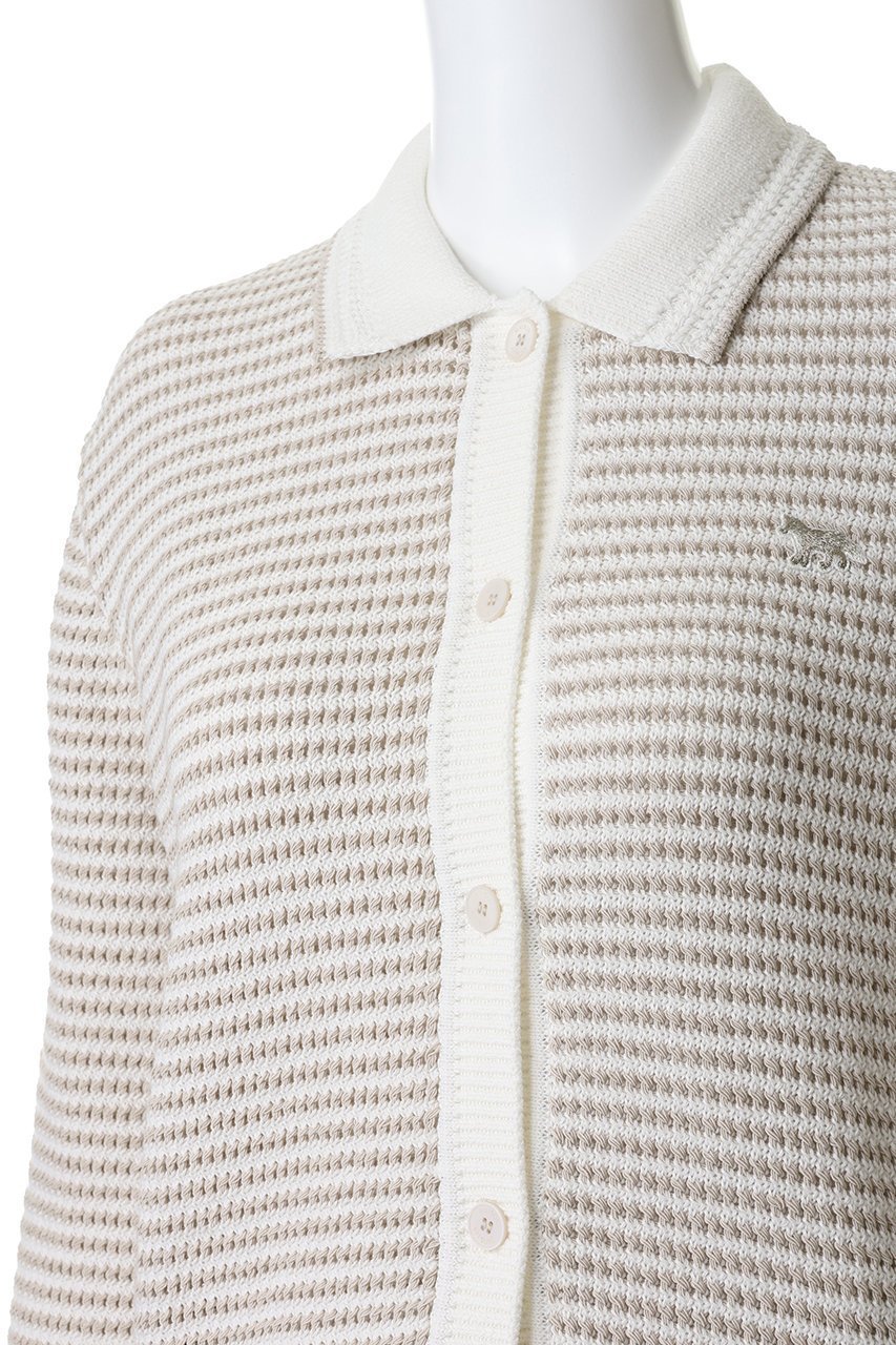【メゾン キツネ/MAISON KITSUNE】のLACE KNIT STRIPED カーディガン 人気、トレンドファッション・服の通販 founy(ファニー) 　ファッション　Fashion　レディースファッション　Fashion for Women　トップス・カットソー　Cut & Sew Tops　ニット　Knit Tops & Sweaters　カーディガン・羽織り　Layered Style Cardigans　カジュアルプルオーバー・ニットトップス　Pullovers & Knit Tops / Casual Pullovers　2026年　2026　カーディガン　Cardigan, Knitwear　ストライプ　Stripe, Striped Pattern　スラックス　Slacks, Dress Pants　スリーブ　Sleeve, Long Sleeve / Short Sleeve　デニム　Denim, Jeans Material　レース　Lace, Lace Fabric　ロング　Long, Long-Length　夏　Summer　春　Spring　S/S・春夏　SS, Spring/Summer, Warm Season　other-5|ID: prp329100004866274 ipo3291000000036232718