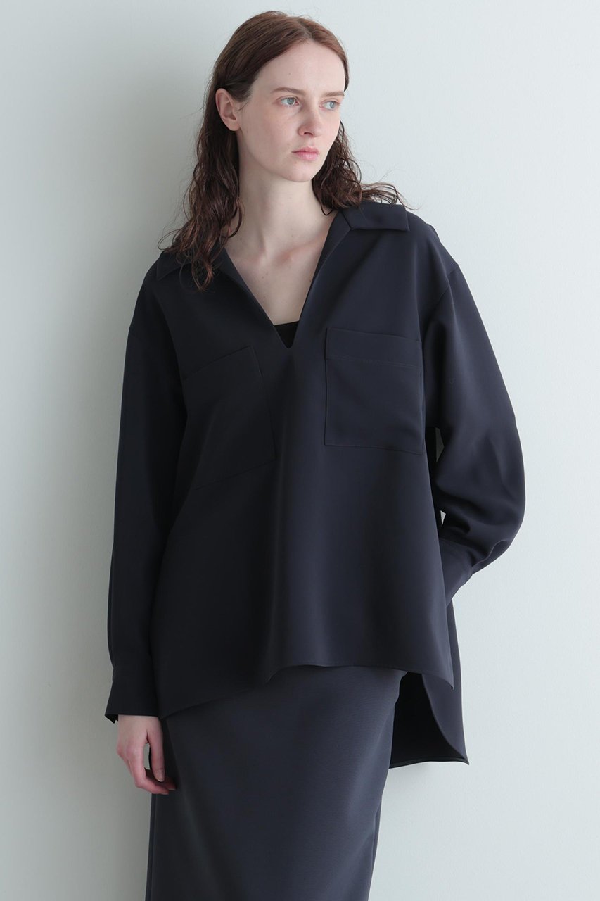 【ル フィル/LE PHIL】の2WAYライトダブルクロスブラウス 人気、トレンドファッション・服の通販 founy(ファニー) 　ファッション　Fashion　レディースファッション　Fashion for Women　トップス・カットソー　Cut & Sew Tops　シャツ・ブラウス・オフィスカジュアル　Elegant Blouses & Button-Ups　オケージョン　Occasion Wear　ストレッチ　Stretch, Stretchy Fabric　スリーブ　Sleeve, Long Sleeve / Short Sleeve　ビッグ　Big, Oversized　フェミニン　Feminine, Girly　ポケット　Pocket, Pocket Detail　ロング　Long, Long-Length　エレガント 上品　Elegant　春　Spring　秋　Autumn　other-2|ID: prp329100004866286 ipo3291000000036232844