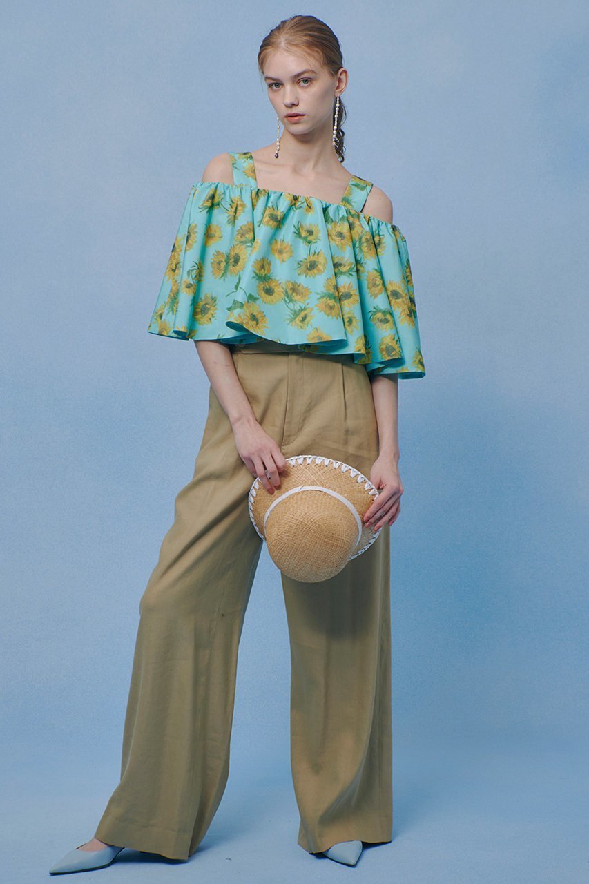 【アルアバイル/allureville】の【LOULOU WILLOUGHBY】サンフラワープリントブラウス 人気、トレンドファッション・服の通販 founy(ファニー) 　ファッション　Fashion　レディースファッション　Fashion for Women　トップス・カットソー　Cut & Sew Tops　シャツ・ブラウス・オフィスカジュアル　Elegant Blouses & Button-Ups　花柄・フラワープリント・モチーフ　Floral Prints & Motifs / Flower Pattern Tops　2026年　2026　ギャザー　Gathered, Ruffled　ショート　Short, Short Length　スリーブ　Sleeve, Long Sleeve / Short Sleeve　タフタ　Taffeta, Structured Fabric　プリント　Print, Printed Pattern　ラップ　Wrap, Wrap Design　エレガント 上品　Elegant　夏　Summer　春　Spring　S/S・春夏　SS, Spring/Summer, Warm Season　other-3|ID: prp329100004866297 ipo3291000000036233072