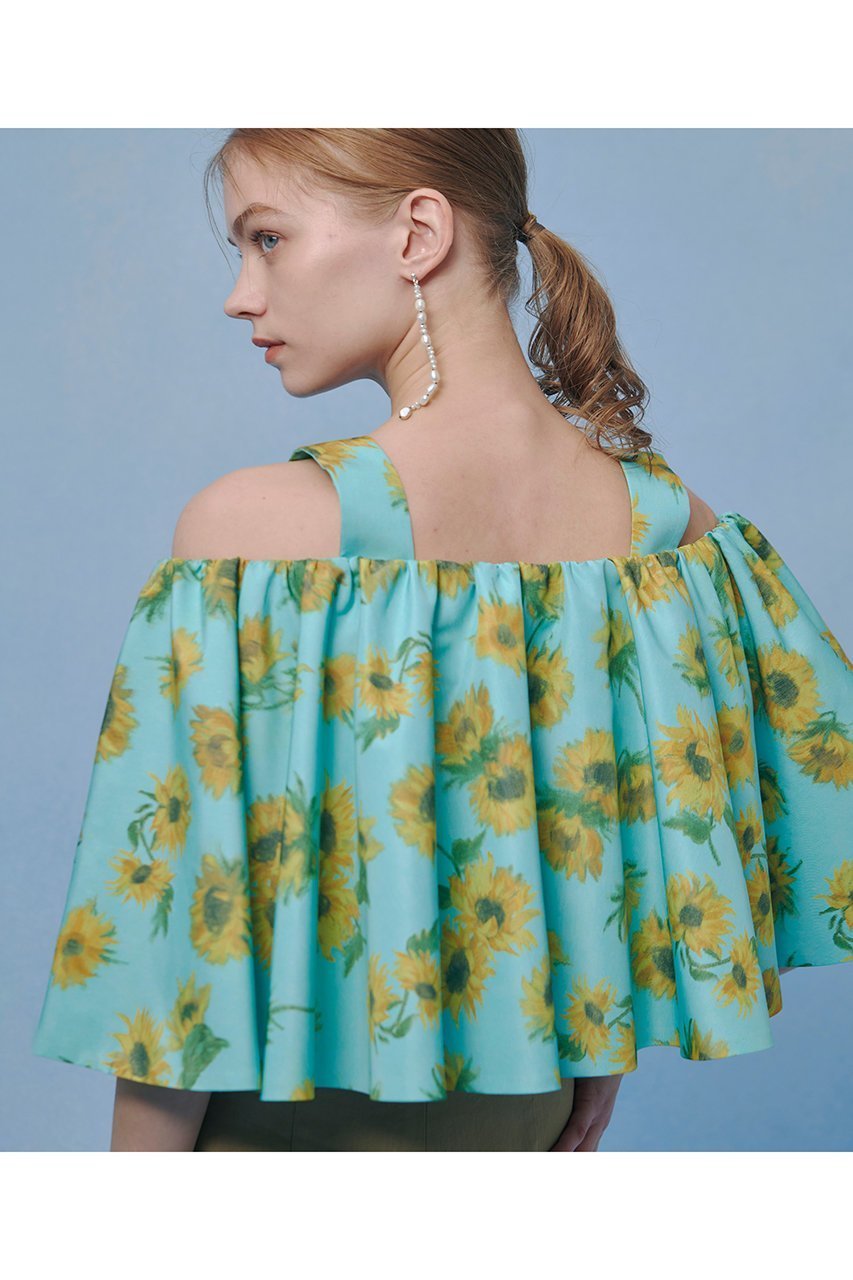 【アルアバイル/allureville】の【LOULOU WILLOUGHBY】サンフラワープリントブラウス 人気、トレンドファッション・服の通販 founy(ファニー) 　ファッション　Fashion　レディースファッション　Fashion for Women　トップス・カットソー　Cut & Sew Tops　シャツ・ブラウス・オフィスカジュアル　Elegant Blouses & Button-Ups　花柄・フラワープリント・モチーフ　Floral Prints & Motifs / Flower Pattern Tops　2026年　2026　ギャザー　Gathered, Ruffled　ショート　Short, Short Length　スリーブ　Sleeve, Long Sleeve / Short Sleeve　タフタ　Taffeta, Structured Fabric　プリント　Print, Printed Pattern　ラップ　Wrap, Wrap Design　エレガント 上品　Elegant　夏　Summer　春　Spring　S/S・春夏　SS, Spring/Summer, Warm Season　other-6|ID: prp329100004866297 ipo3291000000036233076