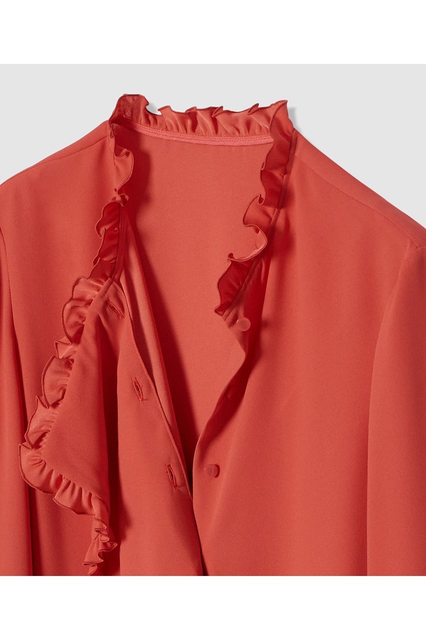 【アルアバイル/allureville】の【LOULOU WILLOUGHBY】ヘムフリルドレープブラウス 人気、トレンドファッション・服の通販 founy(ファニー) 　ファッション　Fashion　レディースファッション　Fashion for Women　トップス・カットソー　Cut & Sew Tops　シャツ・ブラウス・オフィスカジュアル　Elegant Blouses & Button-Ups　2026年　2026　おすすめ　Recommended / Our Picks　とろみ　Fluid, Flowy Fabric　ジャケット　Jacket, Outerwear　スリーブ　Sleeve, Long Sleeve / Short Sleeve　バランス　Balance, Style Balance　フロント　Front, Front Design　リボン　Ribbon, Bow　ロング　Long, Long-Length　夏　Summer　春　Spring　S/S・春夏　SS, Spring/Summer, Warm Season　other-4|ID: prp329100004866300 ipo3291000000036233110