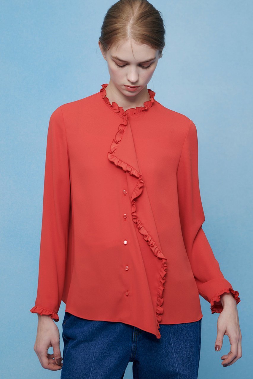 【アルアバイル/allureville】の【LOULOU WILLOUGHBY】ヘムフリルドレープブラウス 人気、トレンドファッション・服の通販 founy(ファニー) 　ファッション　Fashion　レディースファッション　Fashion for Women　トップス・カットソー　Cut & Sew Tops　シャツ・ブラウス・オフィスカジュアル　Elegant Blouses & Button-Ups　2026年　2026　おすすめ　Recommended / Our Picks　とろみ　Fluid, Flowy Fabric　ジャケット　Jacket, Outerwear　スリーブ　Sleeve, Long Sleeve / Short Sleeve　バランス　Balance, Style Balance　フロント　Front, Front Design　リボン　Ribbon, Bow　ロング　Long, Long-Length　夏　Summer　春　Spring　S/S・春夏　SS, Spring/Summer, Warm Season　other-8|ID: prp329100004866300 ipo3291000000036233116