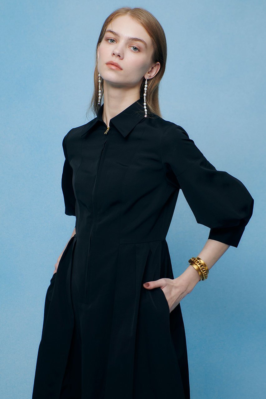 【アルアバイル/allureville】の【LOULOU WILLOUGHBY】タックパフシャツワンピース インテリア・キッズ・メンズ・レディースファッション・服の通販 founy(ファニー) 　ファッション　Fashion　レディースファッション　Fashion for Women　ワンピース　Dresses　シャツワンピース / 1枚で着映えコーデ　Shirt Dresses　チュニック　Tunic Tops & Dresses　2026年　2026　スリーブ　Sleeve, Long Sleeve / Short Sleeve　チュニック　Tunic, Long Top　ドレス　Dress, One-Piece　フィット　Fit, Slim Fit　フレア　Flare, Flared　ロング　Long, Long-Length　夏　Summer　春　Spring　S/S・春夏　SS, Spring/Summer, Warm Season　ブラック|ID: prp329100004866305 ipo3291000000036233183