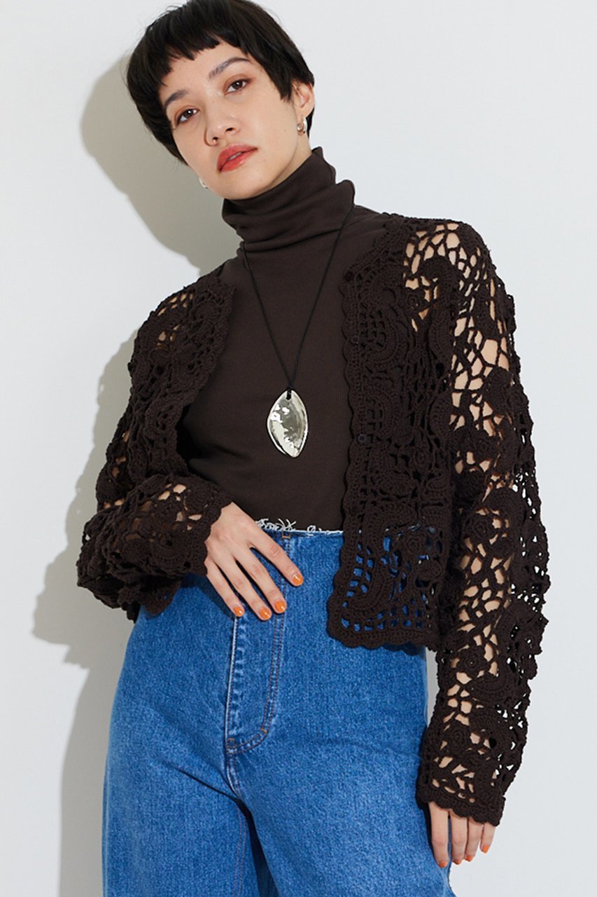 【ウィムガゼット/Whim Gazette】の【THE PAUSE】クロシェニットカーディガン インテリア・キッズ・メンズ・レディースファッション・服の通販 founy(ファニー) 　ファッション　Fashion　レディースファッション　Fashion for Women　トップス・カットソー　Cut & Sew Tops　ニット　Knit Tops & Sweaters　カーディガン・羽織り　Layered Style Cardigans　2026年　2026　おすすめ　Recommended / Our Picks　かぎ針　Crochet　インナー　Innerwear　カーディガン　Cardigan, Knitwear　ジャケット　Jacket, Outerwear　バランス　Balance, Style Balance　ボトム　Bottoms, Lower Wear　夏　Summer　春　Spring　S/S・春夏　SS, Spring/Summer, Warm Season　ブラウン|ID: prp329100004866312 ipo3291000000036233277