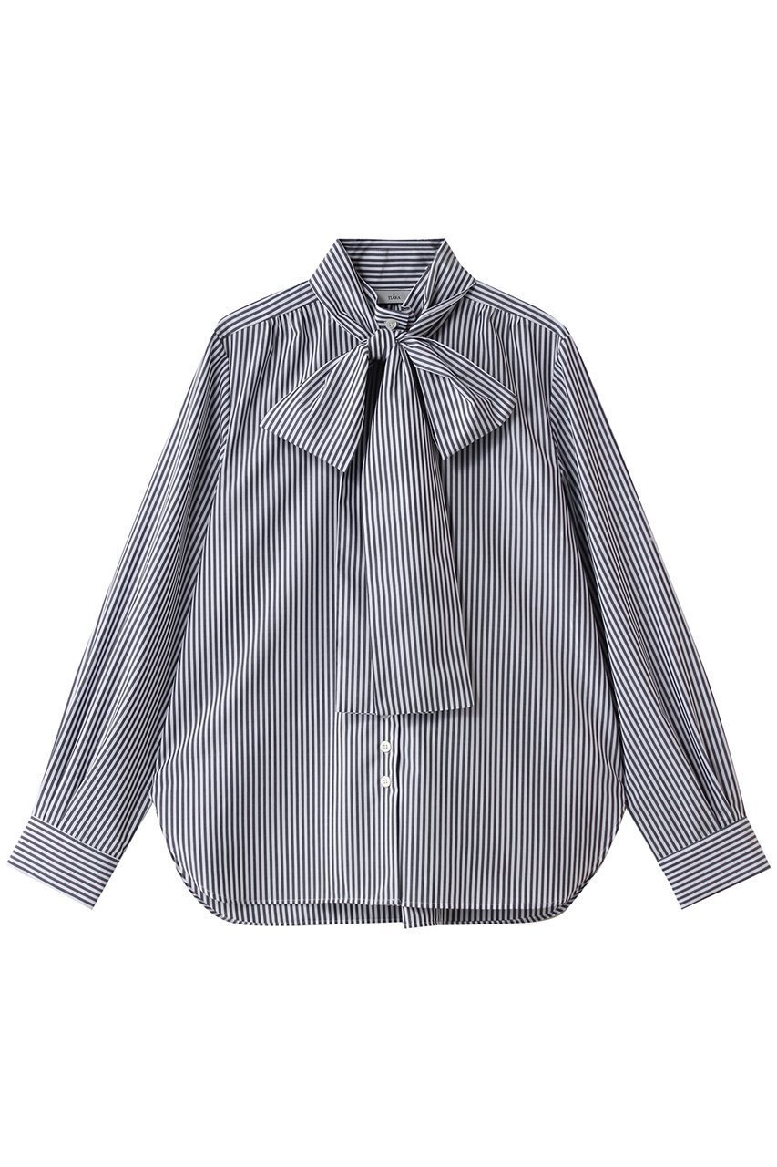 【ティアラ/Tiara】のボウタイハイネックボタンブラウス インテリア・キッズ・メンズ・レディースファッション・服の通販 founy(ファニー) 　ファッション　Fashion　レディースファッション　Fashion for Women　トップス・カットソー　Cut & Sew Tops　シャツ・ブラウス・オフィスカジュアル　Elegant Blouses & Button-Ups　なめらか　Smooth, Silky Texture　シンプル　Simple, Minimal　スリーブ　Sleeve, Long Sleeve / Short Sleeve　ブロード　Broadcloth, Fine Cotton　リボン　Ribbon, Bow　ロング　Long, Long-Length　再入荷　Restock / Back in Stock　ストライプ|ID: prp329100004866329 ipo3291000000036642821