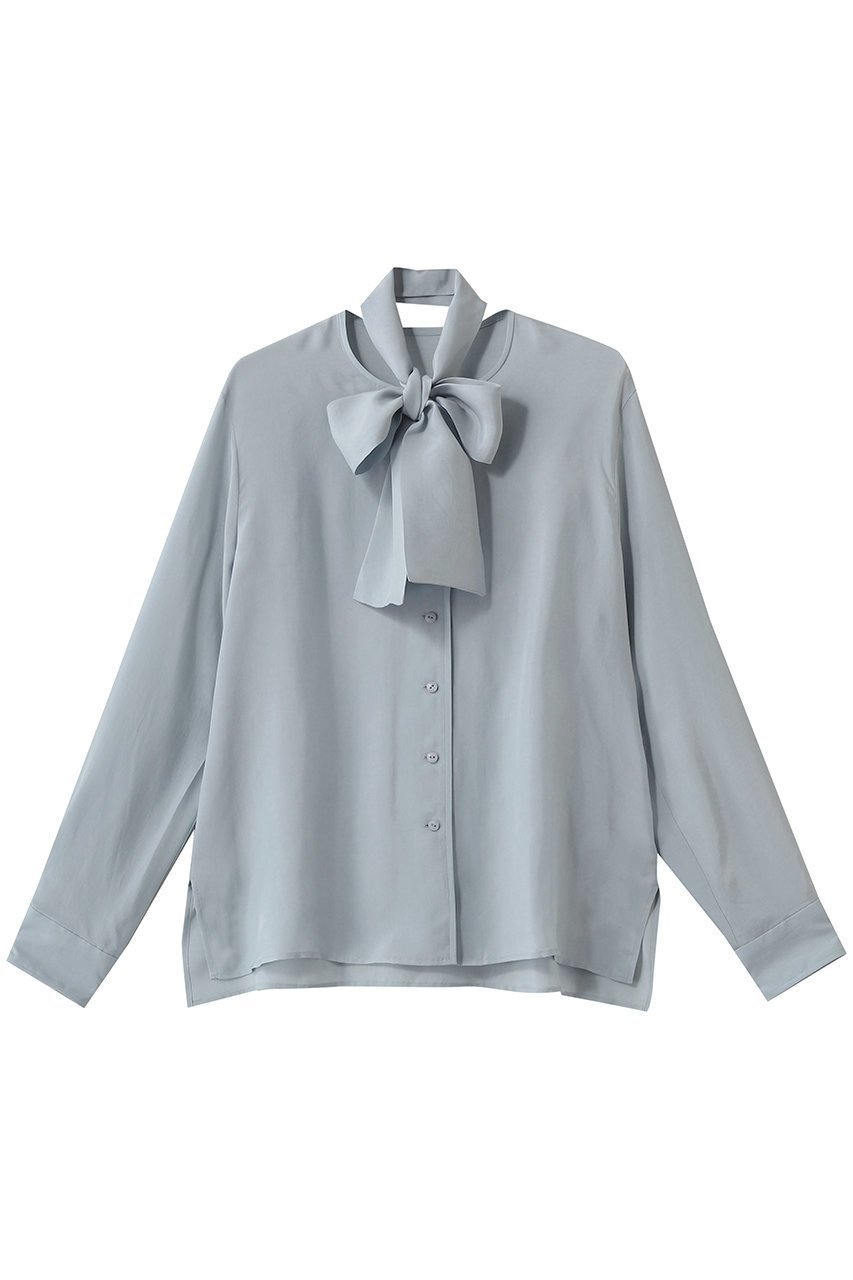 【ティアラ/Tiara】のキュプラボウタイブラウス インテリア・キッズ・メンズ・レディースファッション・服の通販 founy(ファニー) 　ファッション　Fashion　レディースファッション　Fashion for Women　トップス・カットソー　Cut & Sew Tops　シャツ・ブラウス・オフィスカジュアル　Elegant Blouses & Button-Ups　とろみ　Fluid, Flowy Fabric　キュプラ　Cupro, Eco Fabric　スラックス　Slacks, Dress Pants　スリット　Slit, Slit Detail　スリーブ　Sleeve, Long Sleeve / Short Sleeve　ダウン　Down, Puffer　デニム　Denim, Jeans Material　ロング　Long, Long-Length　エレガント 上品　Elegant　新作・新入荷　New Arrivals / New In　サックス|ID: prp329100004866330 ipo3291000000036233494