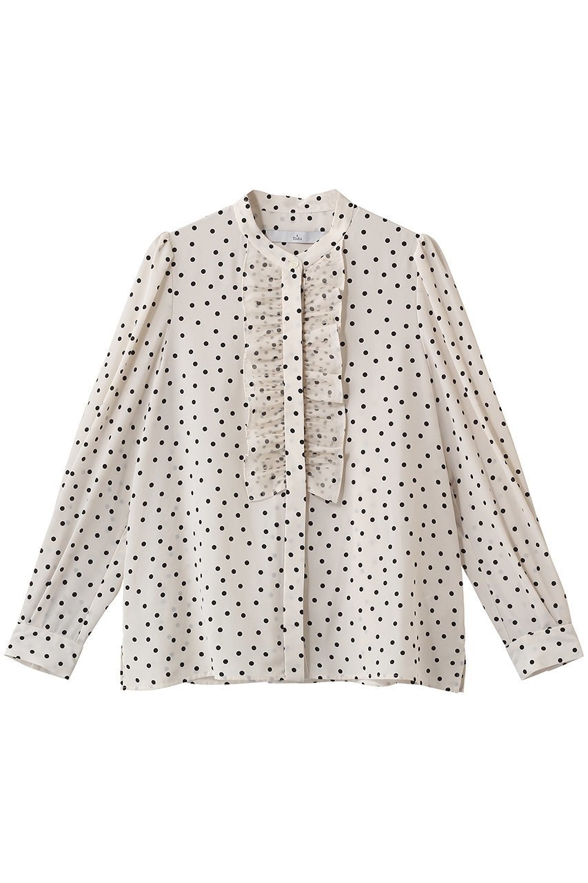【ティアラ/Tiara】のドットプリントフリルブラウス 人気、トレンドファッション・服の通販 founy(ファニー) ファッション Fashion レディースファッション Fashion for Women トップス・カットソー Cut & Sew Tops シャツ・ブラウス・オフィスカジュアル Elegant Blouses & Button-Ups カーディガン Cardigan, Knitwear ジャケット Jacket, Outerwear スリーブ Sleeve, Long Sleeve / Short Sleeve トレンド Trend, Trending Now ドット Polka Dot, Dot Pattern フェミニン Feminine, Girly フリル Frill, Ruffle フロント Front, Front Design ランダム Random, Irregular ロング Long, Long-Length エレガント 上品 Elegant 新作・新入荷 New Arrivals / New In ビジネス 仕事 通勤 Business / Work / Commuting other-1|ID: prp329100004866331 ipo3291000000036233504