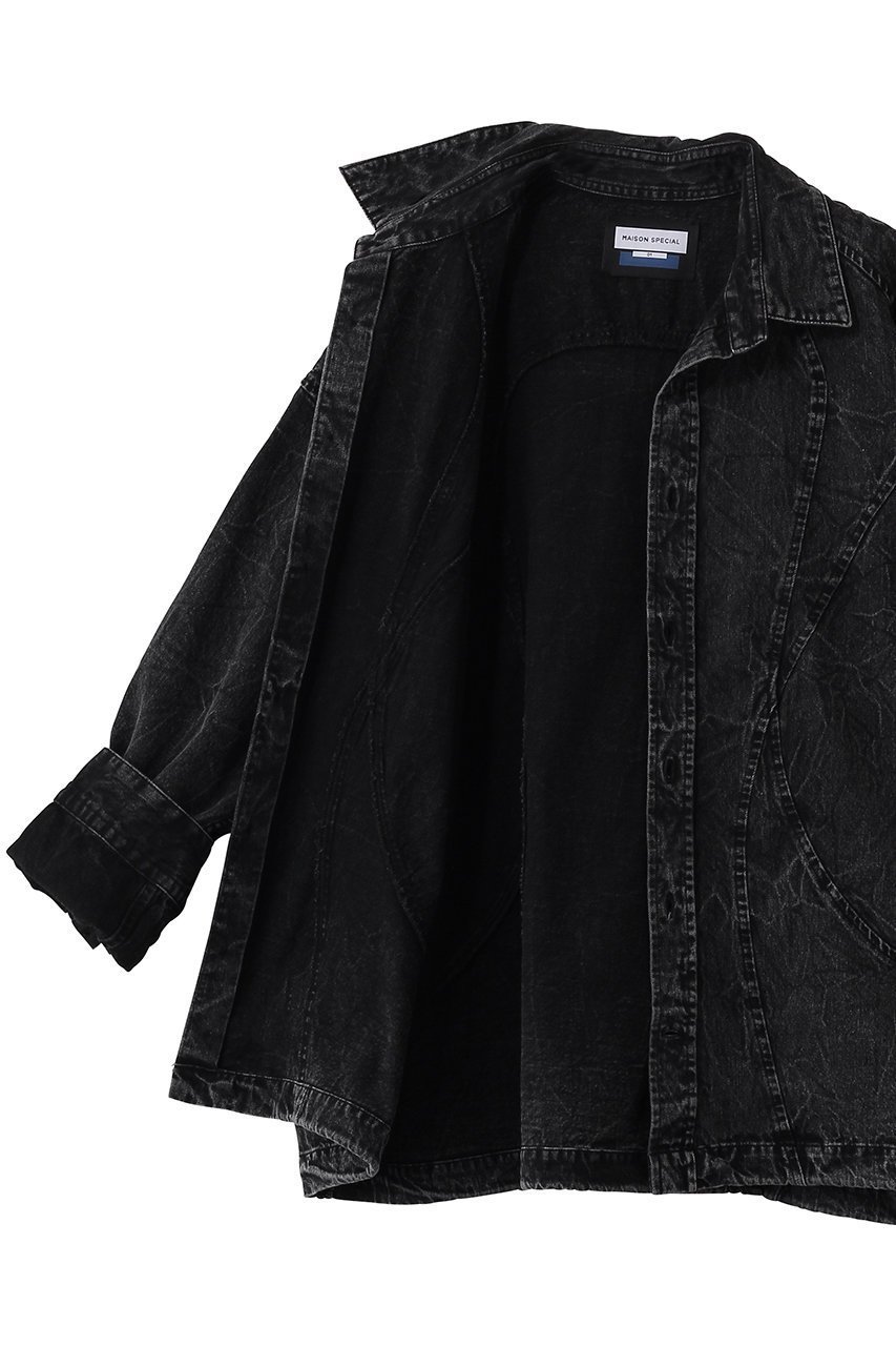 【メゾンスペシャル/MAISON SPECIAL】の【UNISEX】デニム カーブ切替シャツブルゾン 人気、トレンドファッション・服の通販 founy(ファニー) 　ファッション　Fashion　レディースファッション　Fashion for Women　アウター　Coat / Outerwear Collection　ブルゾンジャケット・スポーティアウター　Blouson Jackets　トップス・カットソー　Cut & Sew Tops　シャツ・ブラウス・オフィスカジュアル　Elegant Blouses & Button-Ups　ユニセックス　Unisex, Genderless　ショルダー　Shoulder, Shoulder Strap　スリーブ　Sleeve, Long Sleeve / Short Sleeve　デニム　Denim, Jeans Material　ドロップ　Drop Shoulder, Dropped Style　ブルゾン　Blouson, Bomber Jacket　ロング　Long, Long-Length　切替　Switching, Contrast Panel　新作・新入荷　New Arrivals / New In　other-6|ID: prp329100004866584 ipo3291000000036246300