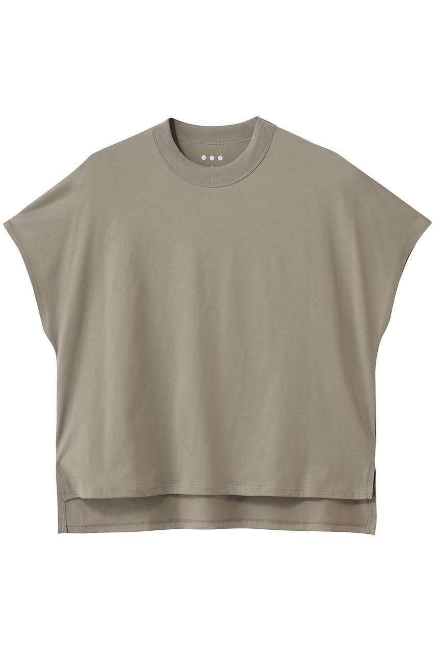 【スリー ドッツ/three dots】のミルキージャージー フレンチスリーブTシャツ インテリア・キッズ・メンズ・レディースファッション・服の通販 founy(ファニー) 　ファッション　Fashion　レディースファッション　Fashion for Women　トップス・カットソー　Cut & Sew Tops　シャツ・ブラウス・オフィスカジュアル　Elegant Blouses & Button-Ups　ロングTシャツ・Tシャツ　Longline T-Shirts & Tees　カットソー・ベーシックTシャツ　Cut-and-Sewn Tops / Stretch Tees & Basics　なめらか　Smooth, Silky Texture　ショート　Short, Short Length　スリット　Slit, Slit Detail　スリーブ　Sleeve, Long Sleeve / Short Sleeve　フレンチ　French, French Style　コブルストーン|ID: prp329100004872523 ipo3291000000036341904