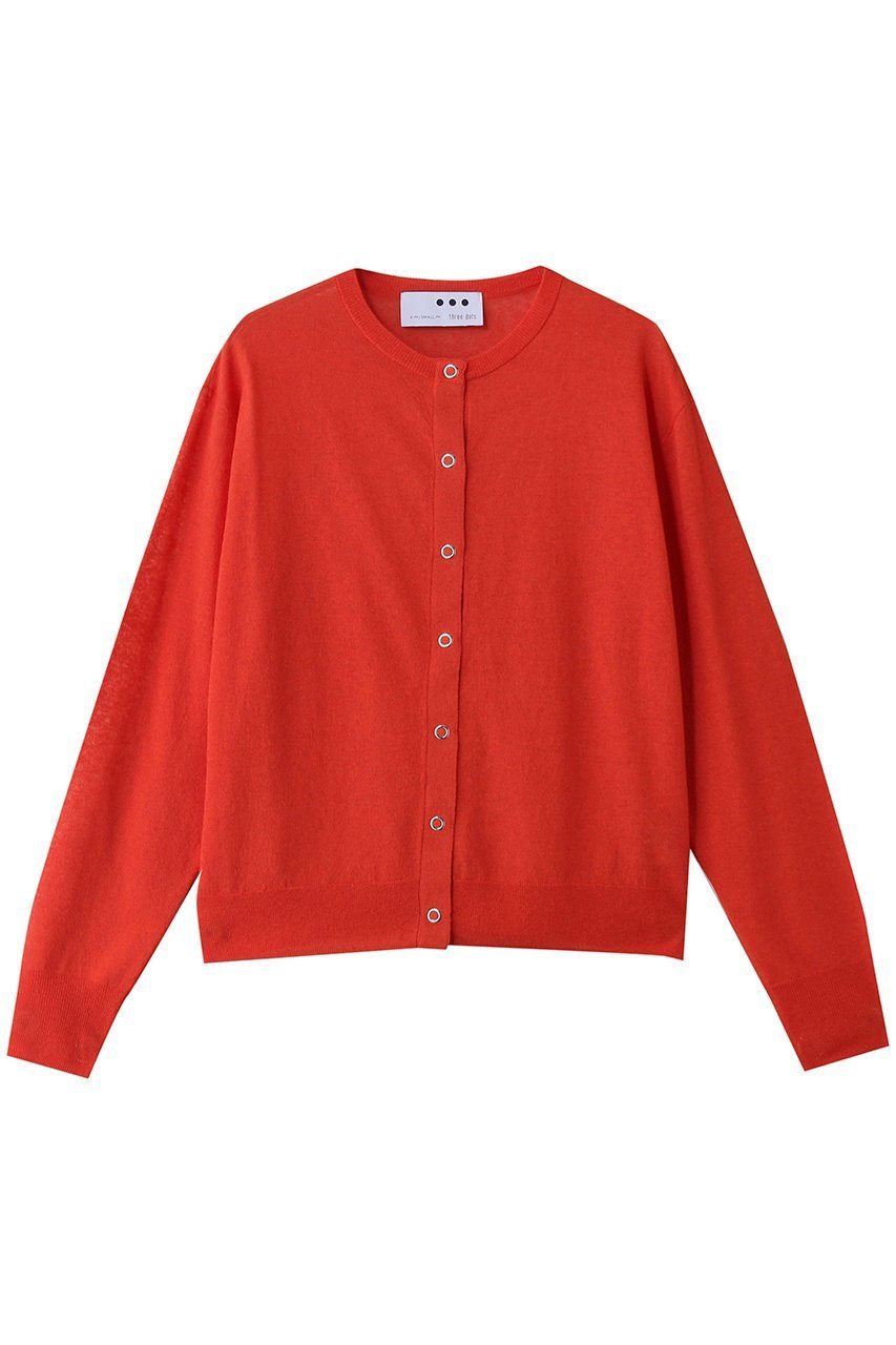【スリー ドッツ/three dots】のココ スラブ カーディガン インテリア・キッズ・メンズ・レディースファッション・服の通販 founy(ファニー) 　ファッション　Fashion　レディースファッション　Fashion for Women　トップス・カットソー　Cut & Sew Tops　ニット　Knit Tops & Sweaters　カーディガン・羽織り　Layered Style Cardigans　おすすめ　Recommended / Our Picks　カーディガン　Cardigan, Knitwear　シンプル　Simple, Minimal　ベーシック　Basic, Essential　エレガント 上品　Elegant　レッド|ID: prp329100004872524 ipo3291000000036341912