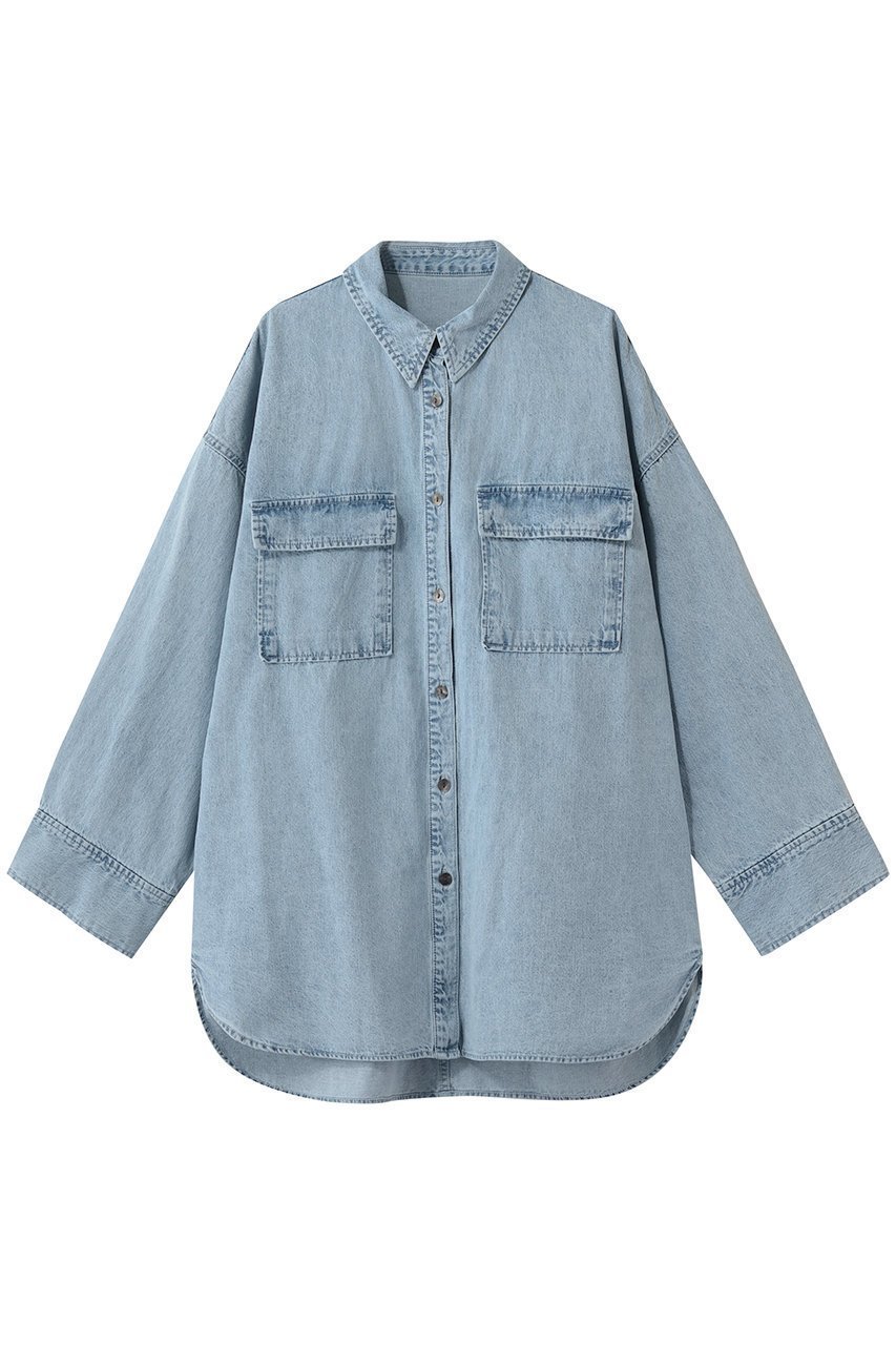 【ハー/HER.】のデニムシャツ インテリア・キッズ・メンズ・レディースファッション・服の通販 founy(ファニー) 　ファッション　Fashion　レディースファッション　Fashion for Women　トップス・カットソー　Cut & Sew Tops　シャツ・ブラウス・オフィスカジュアル　Elegant Blouses & Button-Ups　スリーブ　Sleeve, Long Sleeve / Short Sleeve　デニム　Denim, Jeans Material　ロング　Long, Long-Length　再入荷　Restock / Back in Stock　羽織　Haori, Light Jacket　サックス|ID: prp329100004872540 ipo3291000000036342042