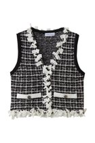 【メゾンスペシャル/MAISON SPECIAL】のTweed Knit Vest/ツイードニットベスト 人気、トレンドファッション・服の通販 founy(ファニー) ファッション Fashion レディースファッション Fashion for Women トップス・カットソー Cut & Sew Tops ニット Knit Tops & Sweaters ベスト&ジレ / 重ね着スタイル Vests & Gilets カジュアルプルオーバー・ニットトップス Pullovers & Knit Tops / Casual Pullovers クラシック Classic, Timeless Style ツイード Twill, Twill Weave フリル Frill, Ruffle フロント Front, Front Design ベスト Vest, Waistcoat thumbnail BLK(ブラック)|ID: prp329100004872577 ipo3291000000036342355