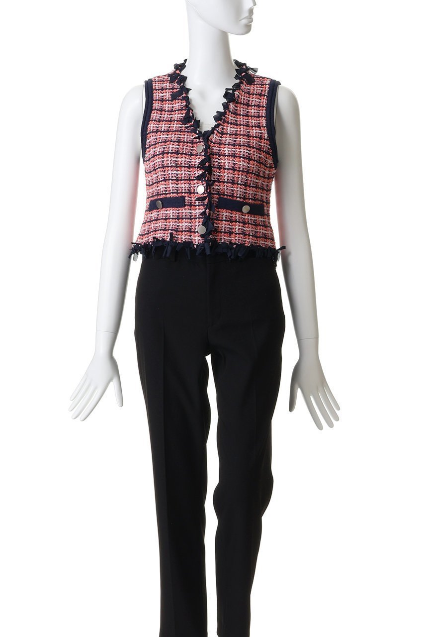 【メゾンスペシャル/MAISON SPECIAL】のTweed Knit Vest/ツイードニットベスト 人気、トレンドファッション・服の通販 founy(ファニー) 　ファッション　Fashion　レディースファッション　Fashion for Women　トップス・カットソー　Cut & Sew Tops　ニット　Knit Tops & Sweaters　ベスト&ジレ / 重ね着スタイル　Vests & Gilets　カジュアルプルオーバー・ニットトップス　Pullovers & Knit Tops / Casual Pullovers　クラシック　Classic, Timeless Style　ツイード　Twill, Twill Weave　フリル　Frill, Ruffle　フロント　Front, Front Design　ベスト　Vest, Waistcoat　other-2|ID: prp329100004872577 ipo3291000000036342357