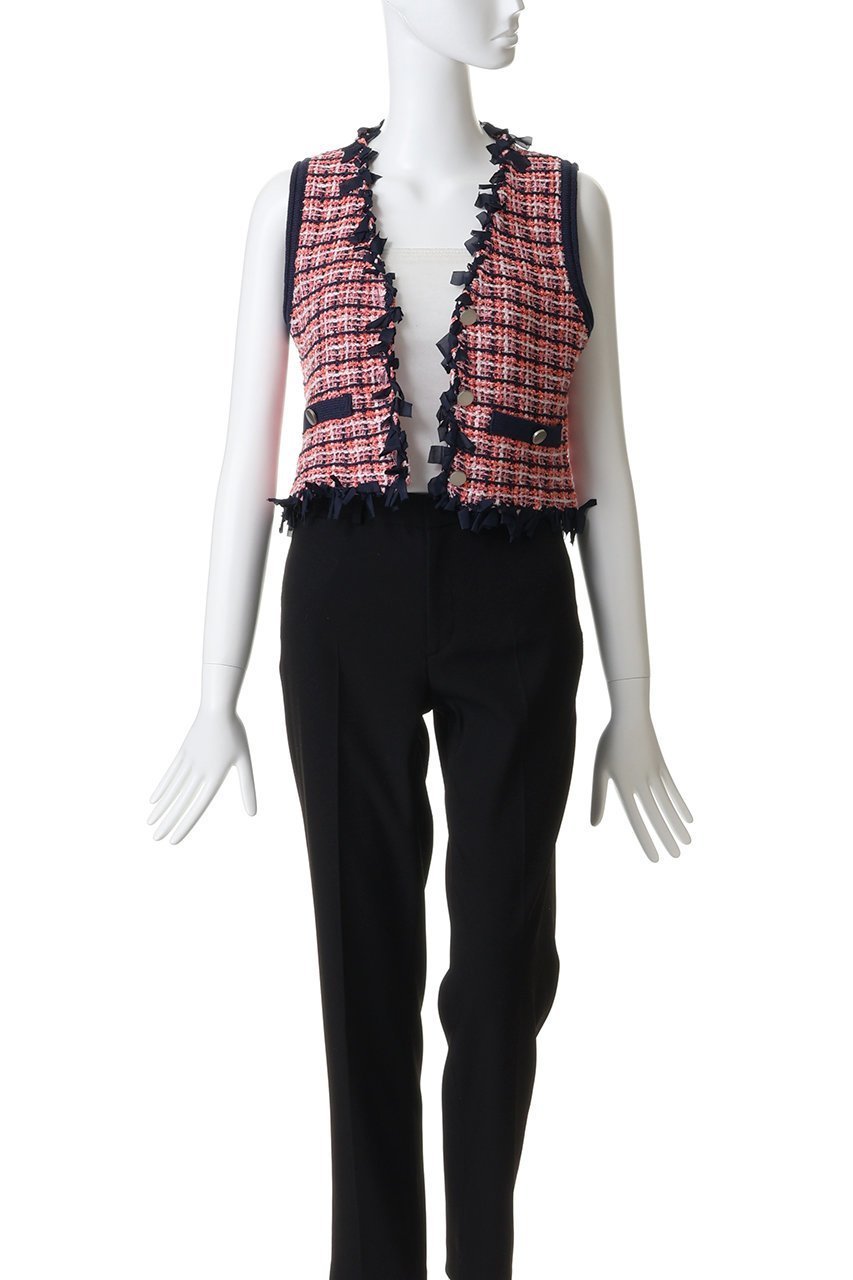 【メゾンスペシャル/MAISON SPECIAL】のTweed Knit Vest/ツイードニットベスト 人気、トレンドファッション・服の通販 founy(ファニー) 　ファッション　Fashion　レディースファッション　Fashion for Women　トップス・カットソー　Cut & Sew Tops　ニット　Knit Tops & Sweaters　ベスト&ジレ / 重ね着スタイル　Vests & Gilets　カジュアルプルオーバー・ニットトップス　Pullovers & Knit Tops / Casual Pullovers　クラシック　Classic, Timeless Style　ツイード　Twill, Twill Weave　フリル　Frill, Ruffle　フロント　Front, Front Design　ベスト　Vest, Waistcoat　other-7|ID: prp329100004872577 ipo3291000000037213311