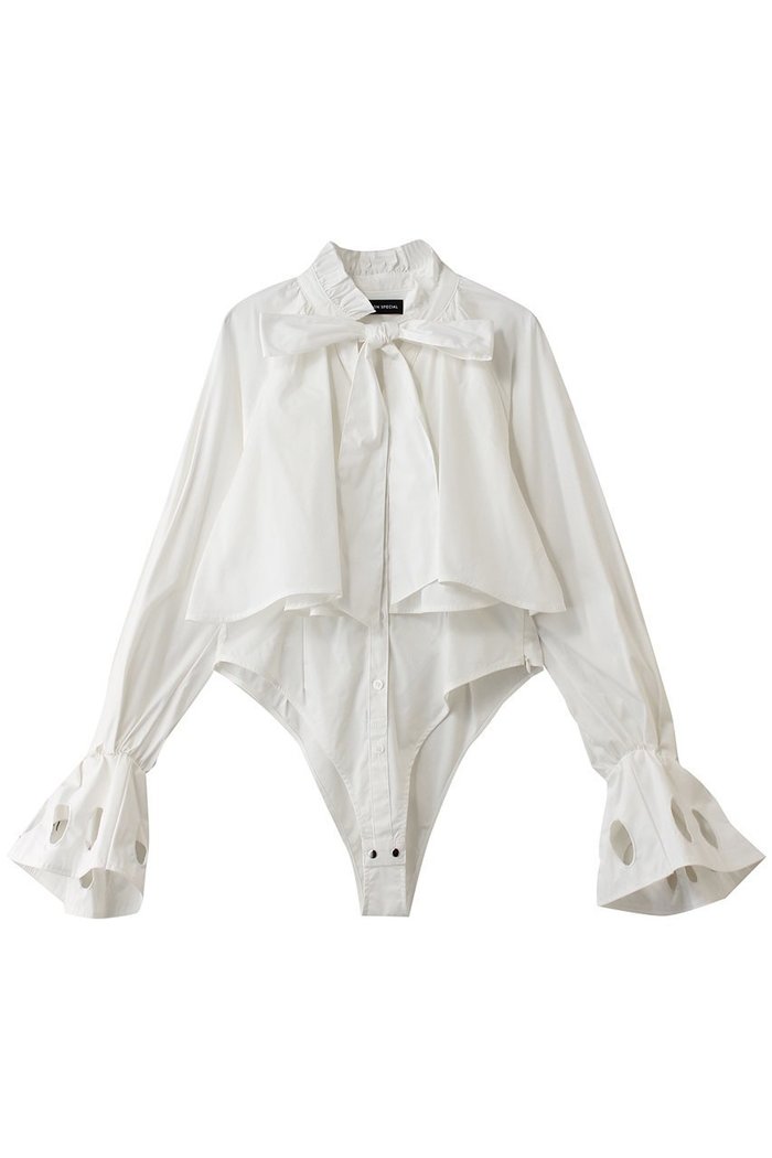 【メゾンスペシャル/MAISON SPECIAL】のRuffle Shirt Bodysuit/ラッフルシャツボディスーツ インテリア・キッズ・メンズ・レディースファッション・服の通販 founy(ファニー) https://founy.com/ ファッション Fashion レディースファッション Fashion for Women トップス・カットソー Cut & Sew Tops シャツ・ブラウス・オフィスカジュアル Elegant Blouses & Button-Ups ロングTシャツ・Tシャツ Longline T-Shirts & Tees カットソー・ベーシックTシャツ Cut-and-Sewn Tops / Stretch Tees & Basics スリーブ Sleeve, Long Sleeve / Short Sleeve スーツ Suit, Formalwear フリル Frill, Ruffle ロング Long, Long-Length |ID: prp329100004872582 ipo3291000000036342407