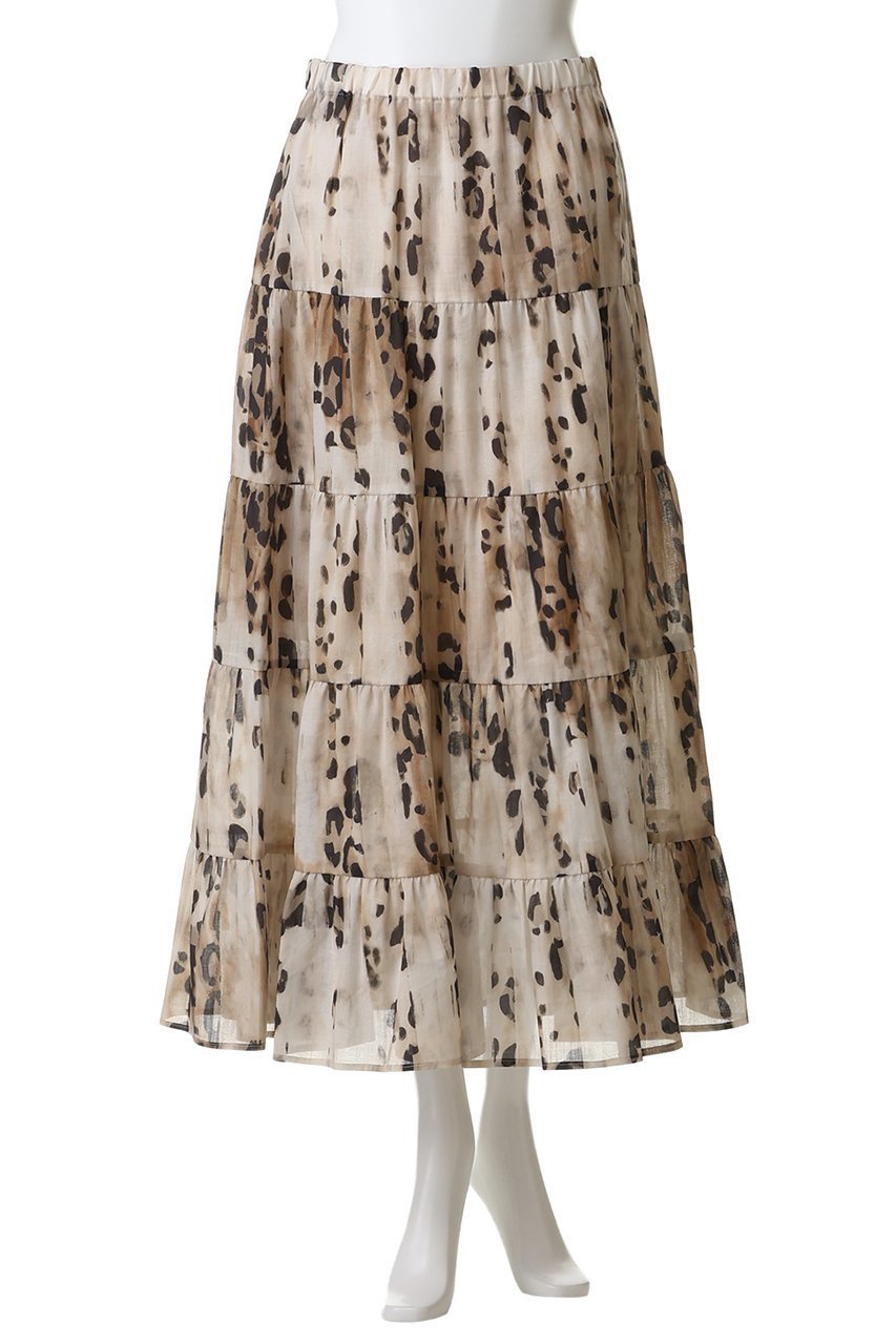 【クチュールドアダム/COUTURE D'ADAM】のレオパードプリントティアードスカート 人気、トレンドファッション・服の通販 founy(ファニー) 　ファッション　Fashion　レディースファッション　Fashion for Women　スカート　Skirts　ティアードスカート　Tiered Skirts　ロングスカート　Long Skirts / Maxi & Midi Skirts　ジャケット　Jacket, Outerwear　ティアードスカート　Tiered Skirt, Flounced Skirt　ドレープ　Drape, Draping Fabric　レオパード　Leopard, Animal Print　ロング　Long, Long-Length　エレガント 上品　Elegant　other-2|ID: prp329100004872652 ipo3291000000036342990