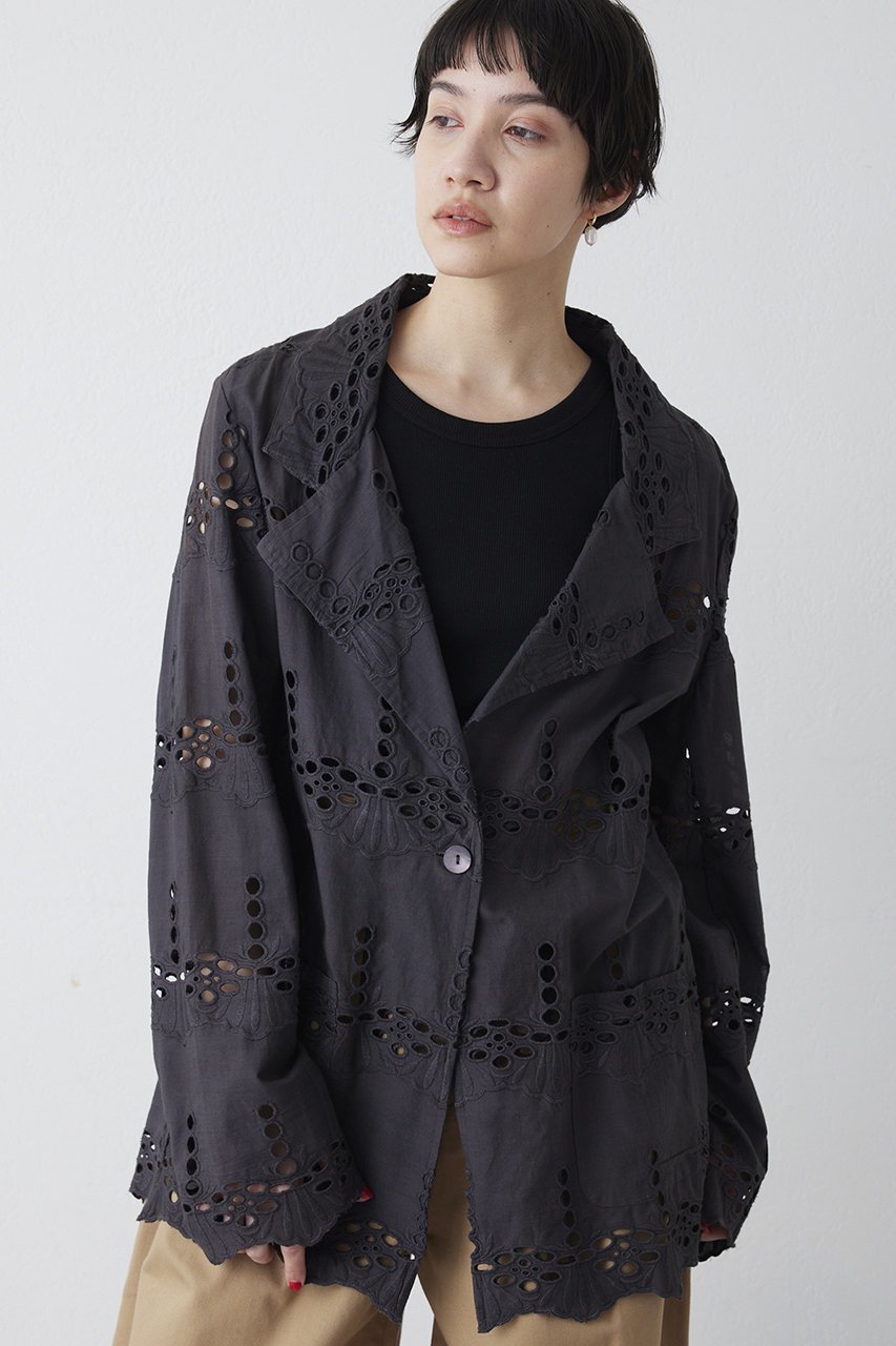 【ウィムガゼット/Whim Gazette】のレースジャケット インテリア・キッズ・メンズ・レディースファッション・服の通販 founy(ファニー) 　ファッション　Fashion　レディースファッション　Fashion for Women　アウター　Coat / Outerwear Collection　レディースジャケット・軽アウター　Jackets　アイレット　Eyelet Lace　インド　Indian Textile　クール　Cool, Chic　ジャケット　Jacket, Outerwear　レース　Lace, Lace Fabric　ワーク　Workwear, Utility Style　夏　Summer　春　Spring　S/S・春夏　SS, Spring/Summer, Warm Season　羽織　Haori, Light Jacket　チャコールグレー|ID: prp329100004872659 ipo3291000000036872289
