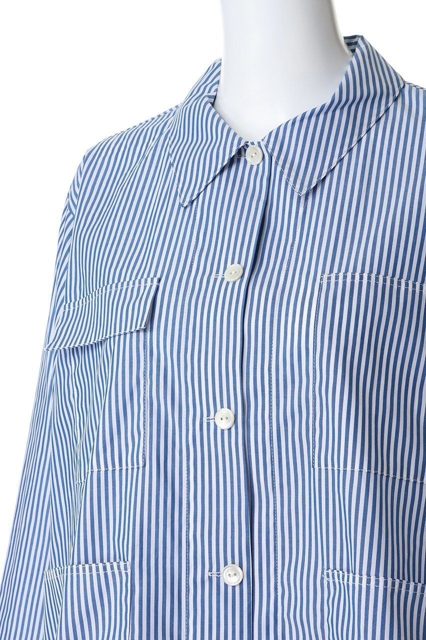 【ミズイロ インド/mizuiro ind】のstripe coverall カバーオール 人気、トレンドファッション・服の通販 founy(ファニー) 　ファッション　Fashion　レディースファッション　Fashion for Women　トップス・カットソー　Cut & Sew Tops　シャツ・ブラウス・オフィスカジュアル　Elegant Blouses & Button-Ups　おすすめ　Recommended / Our Picks　ストライプ　Stripe, Striped Pattern　スリーブ　Sleeve, Long Sleeve / Short Sleeve　フロント　Front, Front Design　ポケット　Pocket, Pocket Detail　マニッシュ　Mannish, Boyish　ロング　Long, Long-Length　ワイド　Wide, Wide Fit　other-5|ID: prp329100004872679 ipo3291000000036343222
