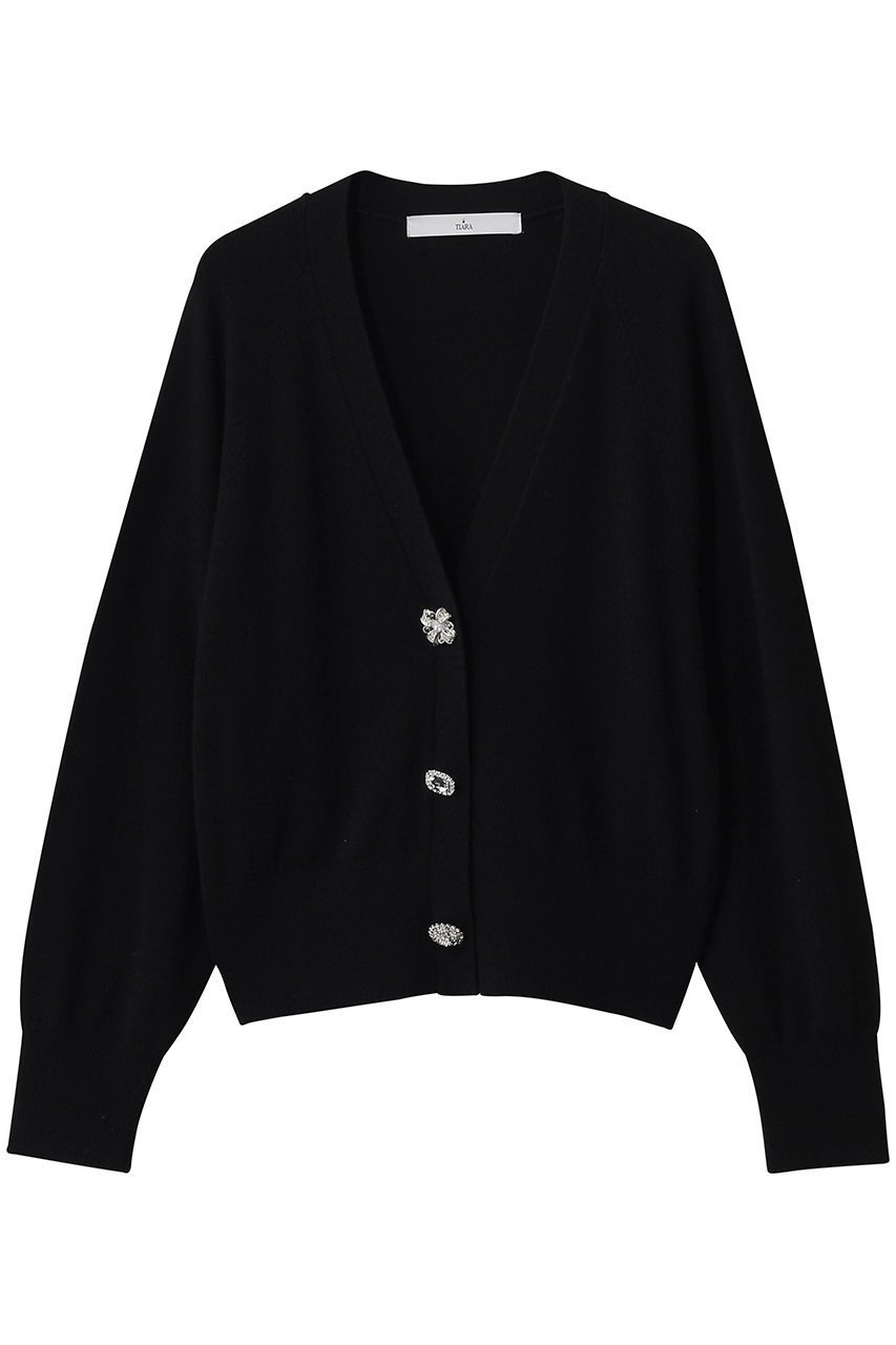 【ティアラ/Tiara】のビジューボタンカーディガン インテリア・キッズ・メンズ・レディースファッション・服の通販 founy(ファウニー) 　ファッション　Fashion　レディースファッション　Fashion for Women　トップス・カットソー　Cut & Sew Tops　ニット　Knit Tops & Sweaters　カーディガン・羽織り　Layered Style Cardigans　オレンジ　Orange　カーディガン　Cardigan, Knitwear　フェミニン　Feminine, Girly　リュクス　Luxury, Elegant, High-End, Chic　ブラック|ID: prp329100004872682 ipo3291000000036872334